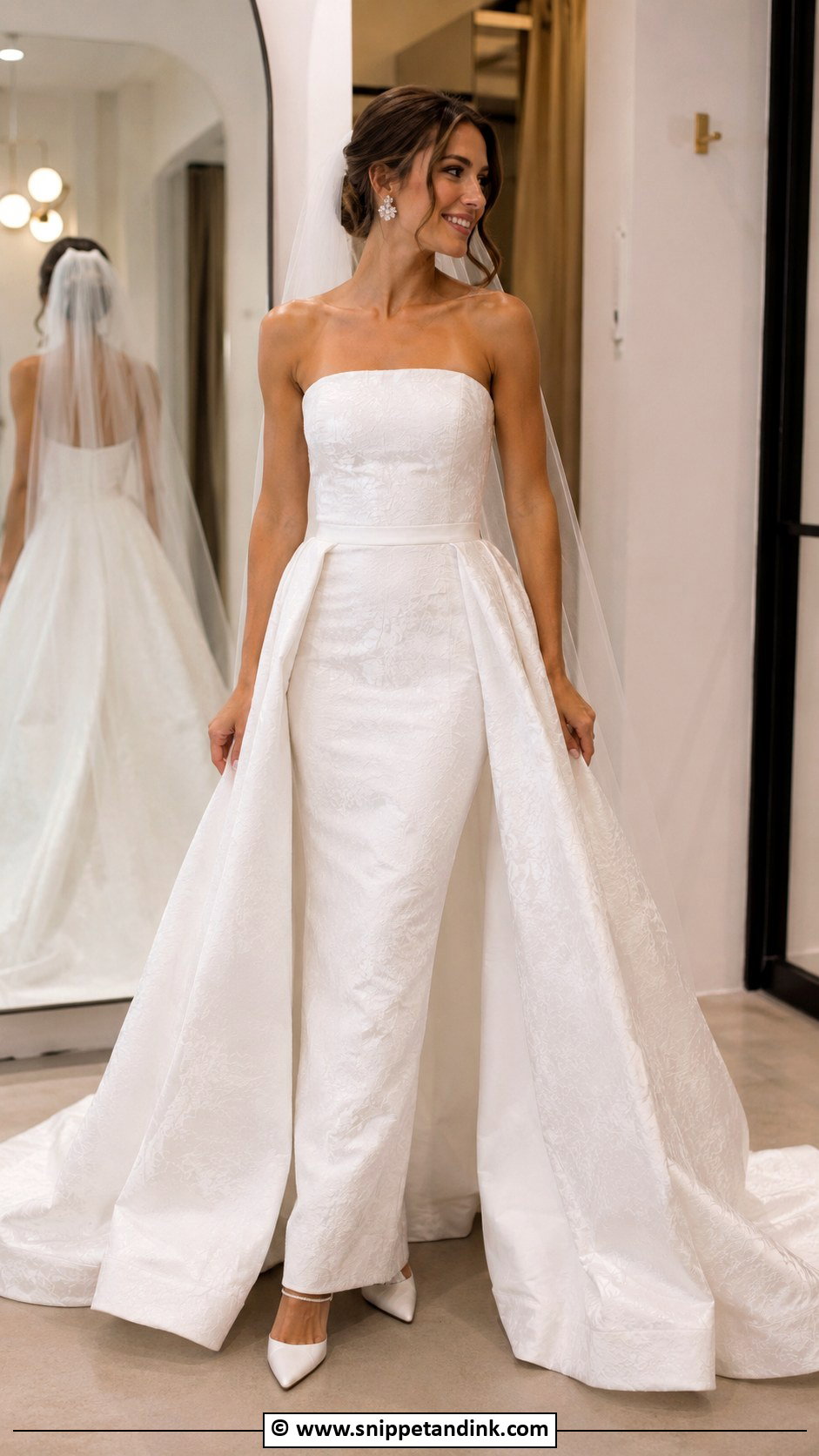 Jacquard Wedding Dress With Blue Shoes - Snippet and Ink - 25 Jacquard Wedding Dress Ideas