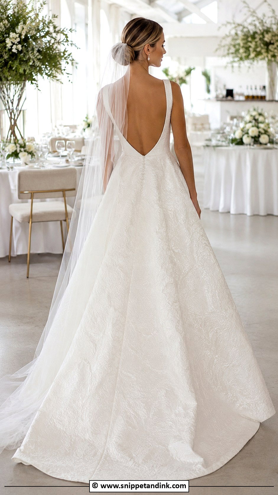Jacquard Wedding Dress With Open Back - Snippet and Ink - 25 Jacquard Wedding Dress Ideas