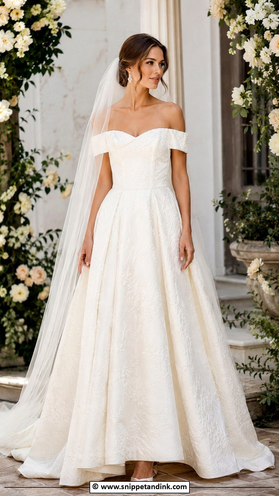 Jacquard Wedding Dress With Puff Sleeves - Snippet and Ink - 25 Jacquard Wedding Dress Ideas