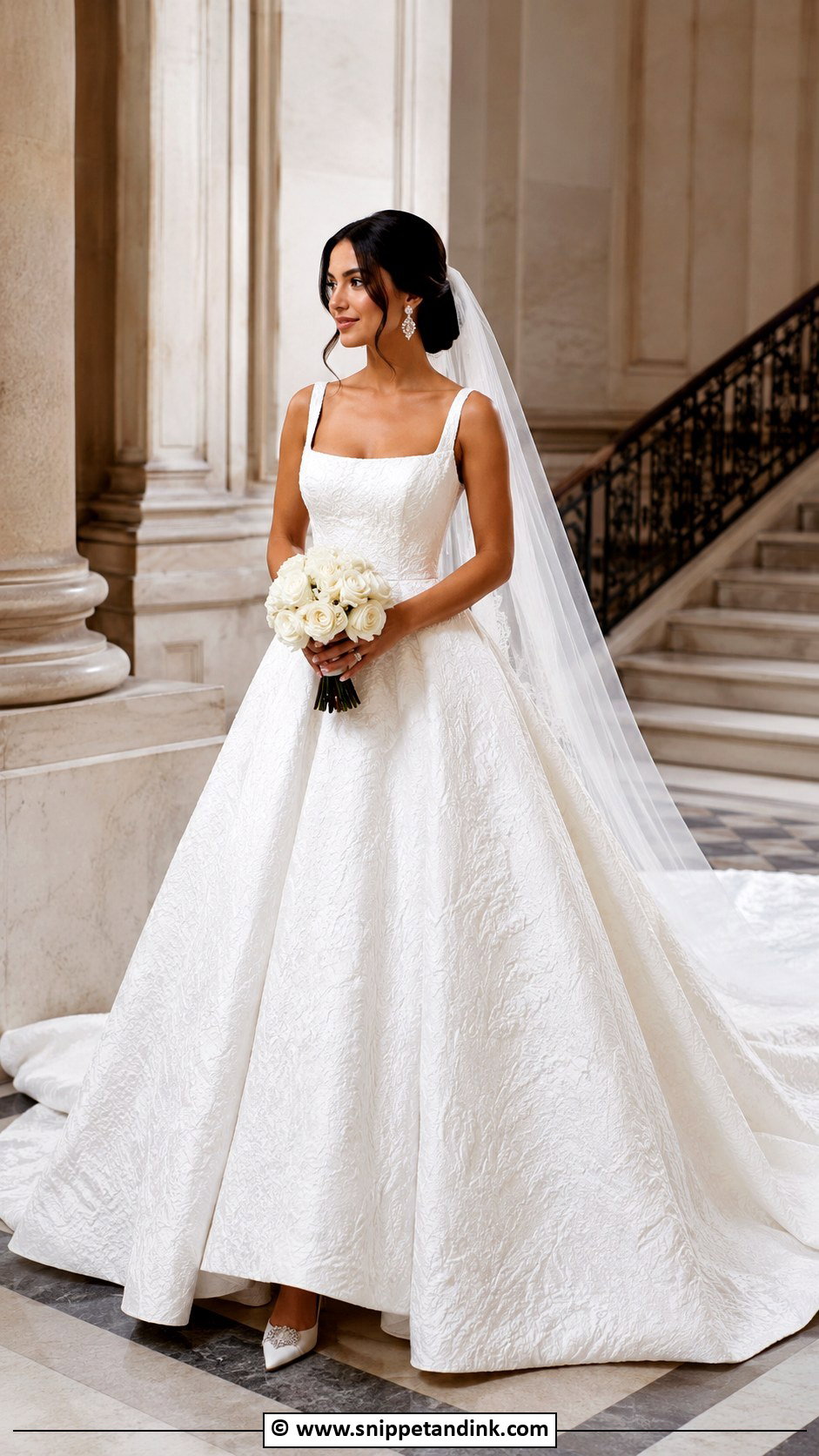 Jacquard Wedding Dress With Royal Train - Snippet and Ink - 30 Extravagant Wedding Dresses