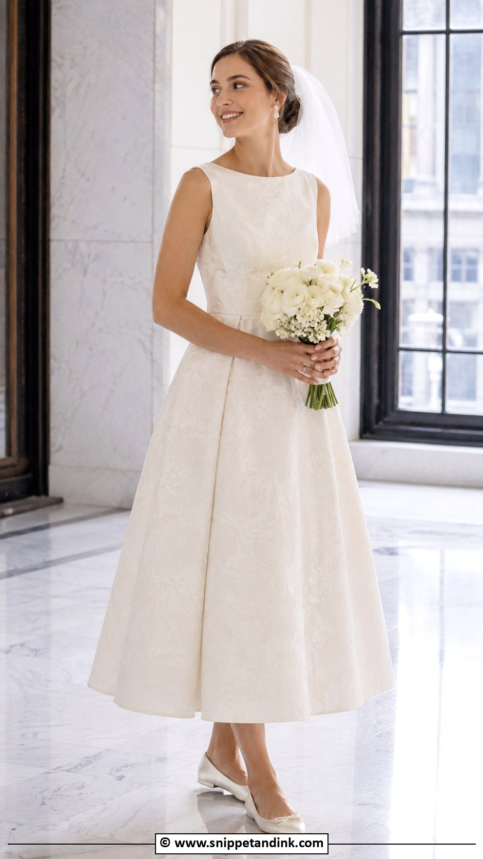 Jacquard Wedding Dress With Satin Bridal Flats - Snippet and Ink - 25 Jacquard Wedding Dress Ideas