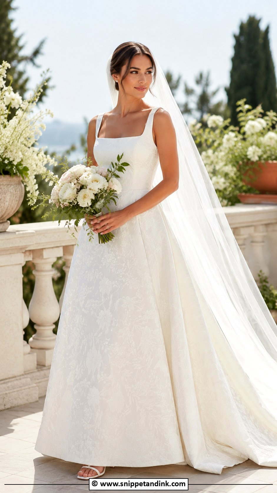 Jacquard Wedding Dress With Sleeveless Bodice - Snippet and Ink - 25 Jacquard Wedding Dress Ideas