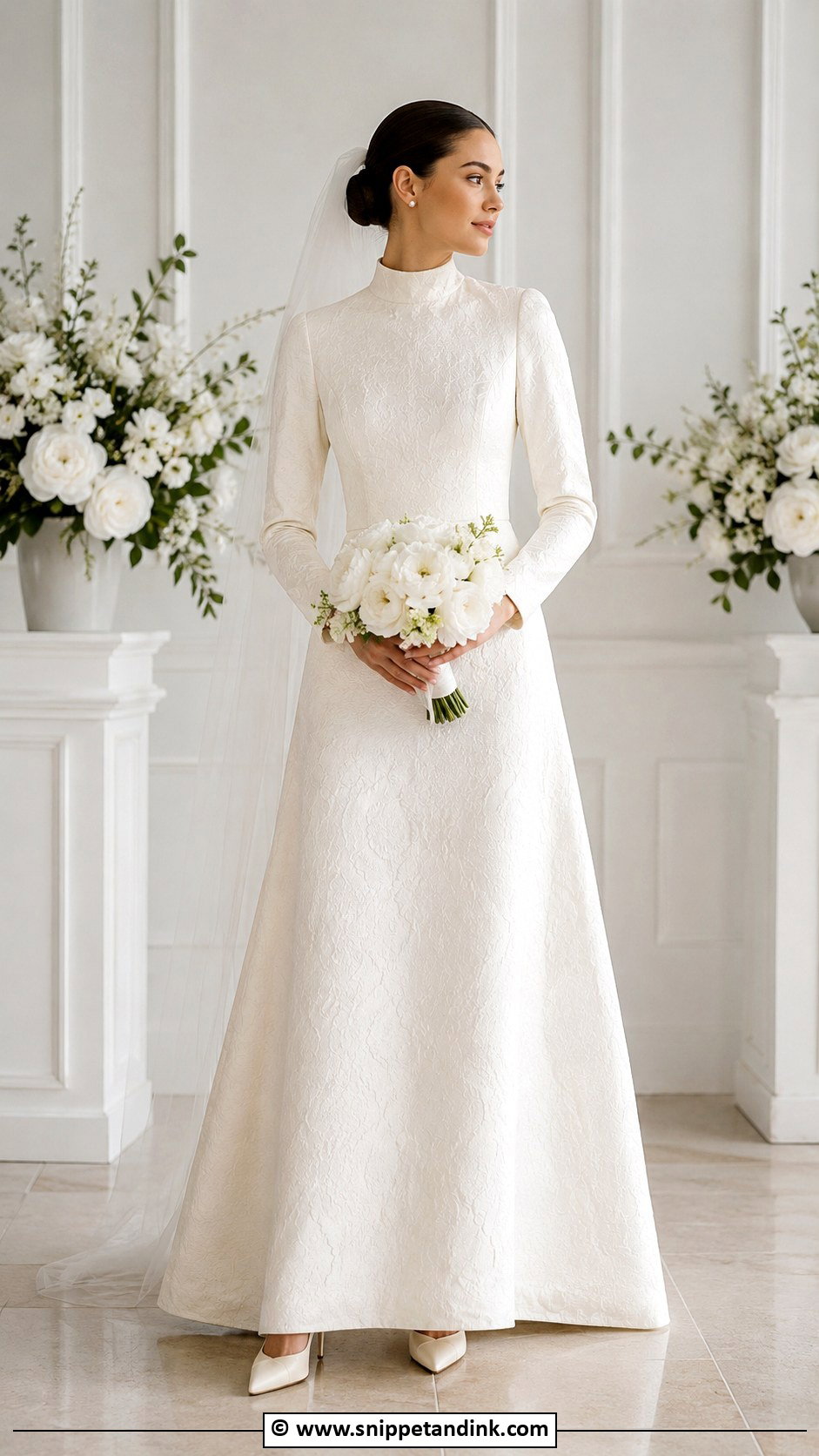 Jacquard Wedding Dress With Statement Bow - Snippet and Ink - 25 Jacquard Wedding Dress Ideas