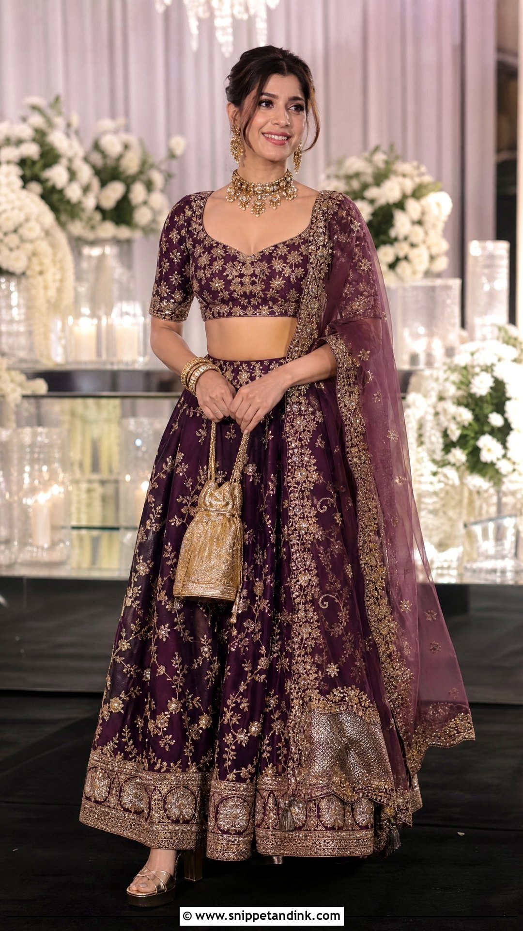 Jacqueline Fernandez Purple Gold Lehenga - Snippet and Ink - 20 Anant Ambani Wedding Outfits