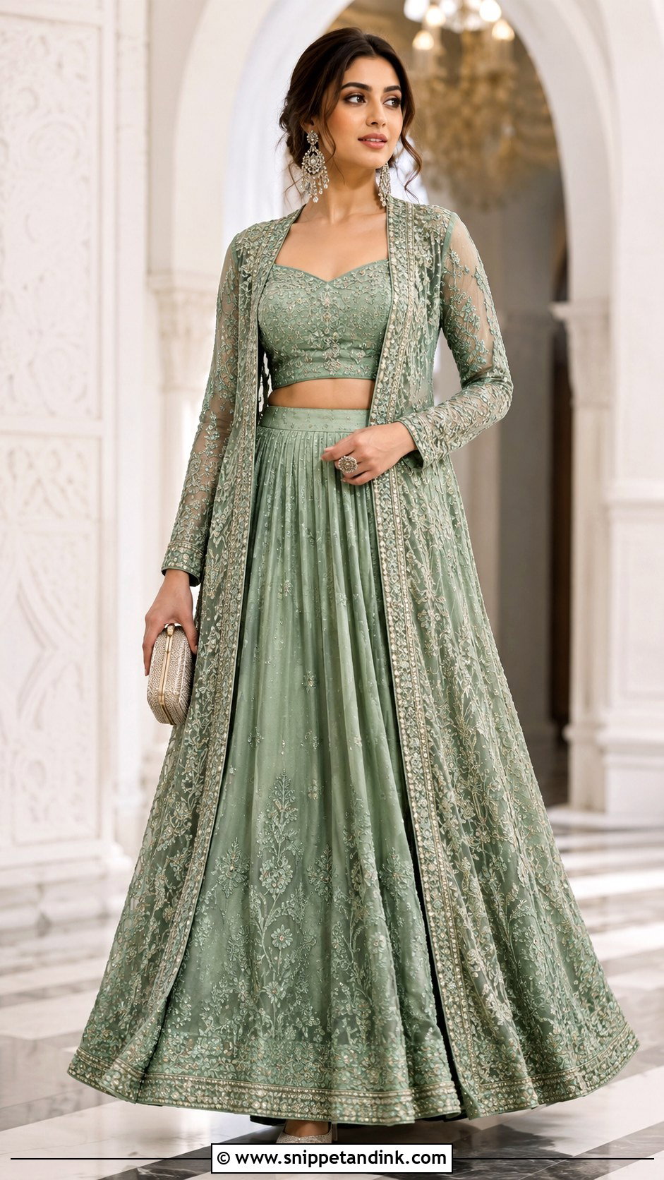 Jade Green Jacket Lehenga - Snippet and Ink - 20 Green Indian Wedding Dress Ideas