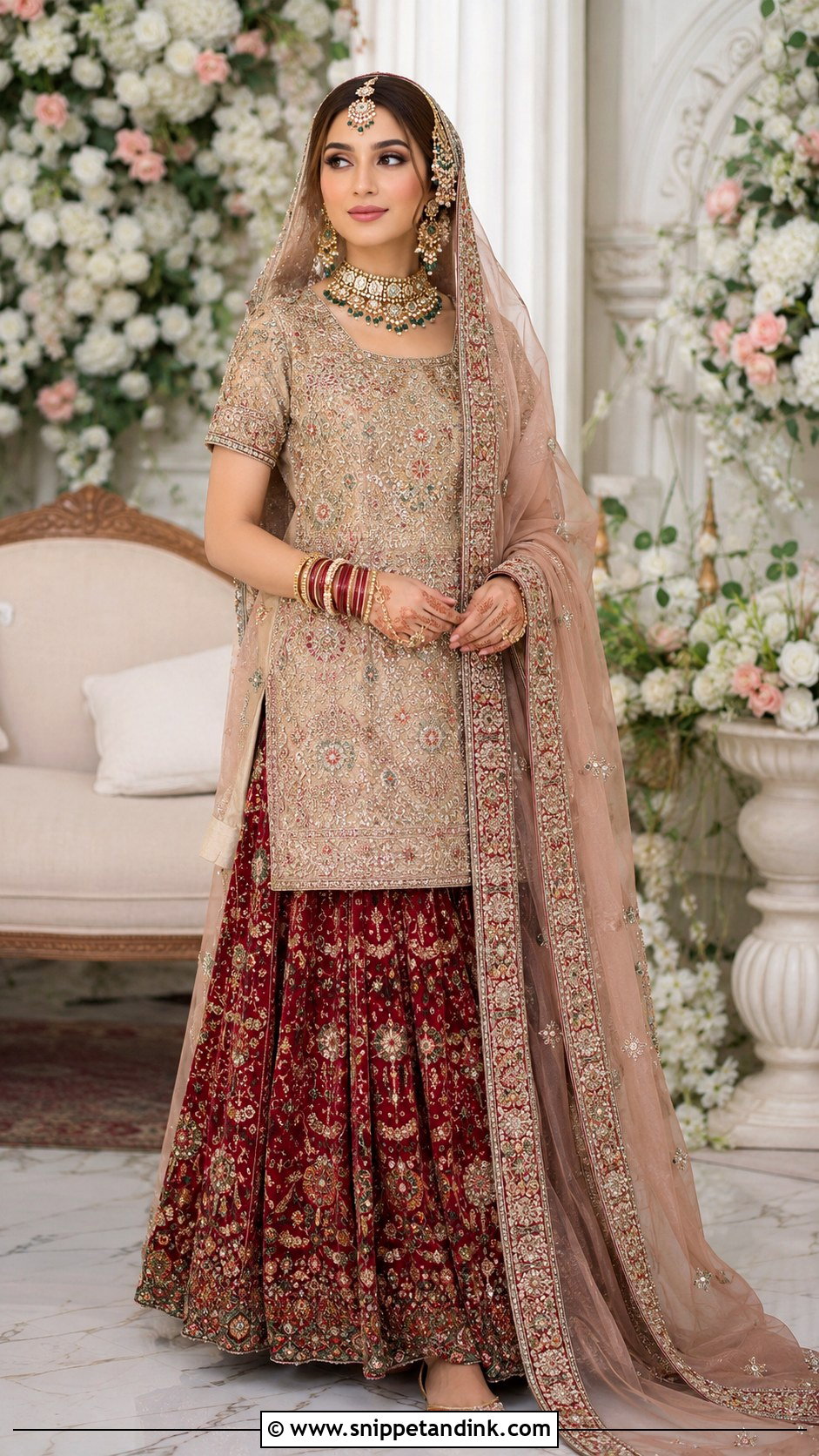 Jamawar Lehenga With Short Kurti Barat Dress - Snippet and Ink - 20 Barat Wedding Dress Ideas