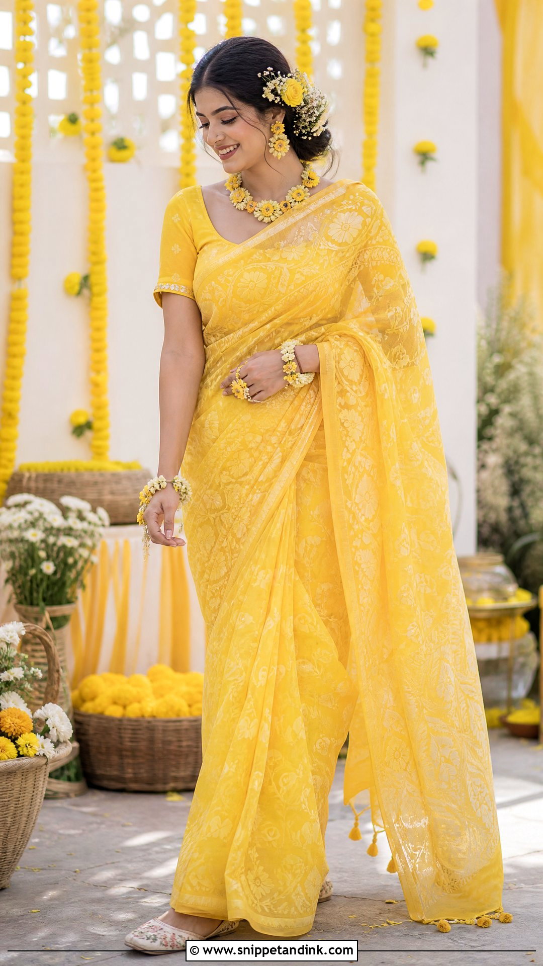 Jamdani Bride Saree For Haldi - Snippet and Ink - 25 Jamdani Bride Ideas