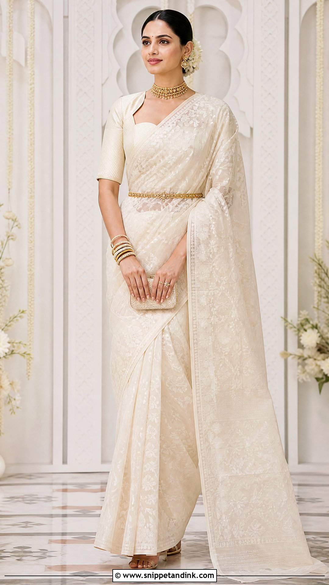 Jamdani Bride Saree With Belt - Snippet and Ink - 25 Jamdani Bride Ideas