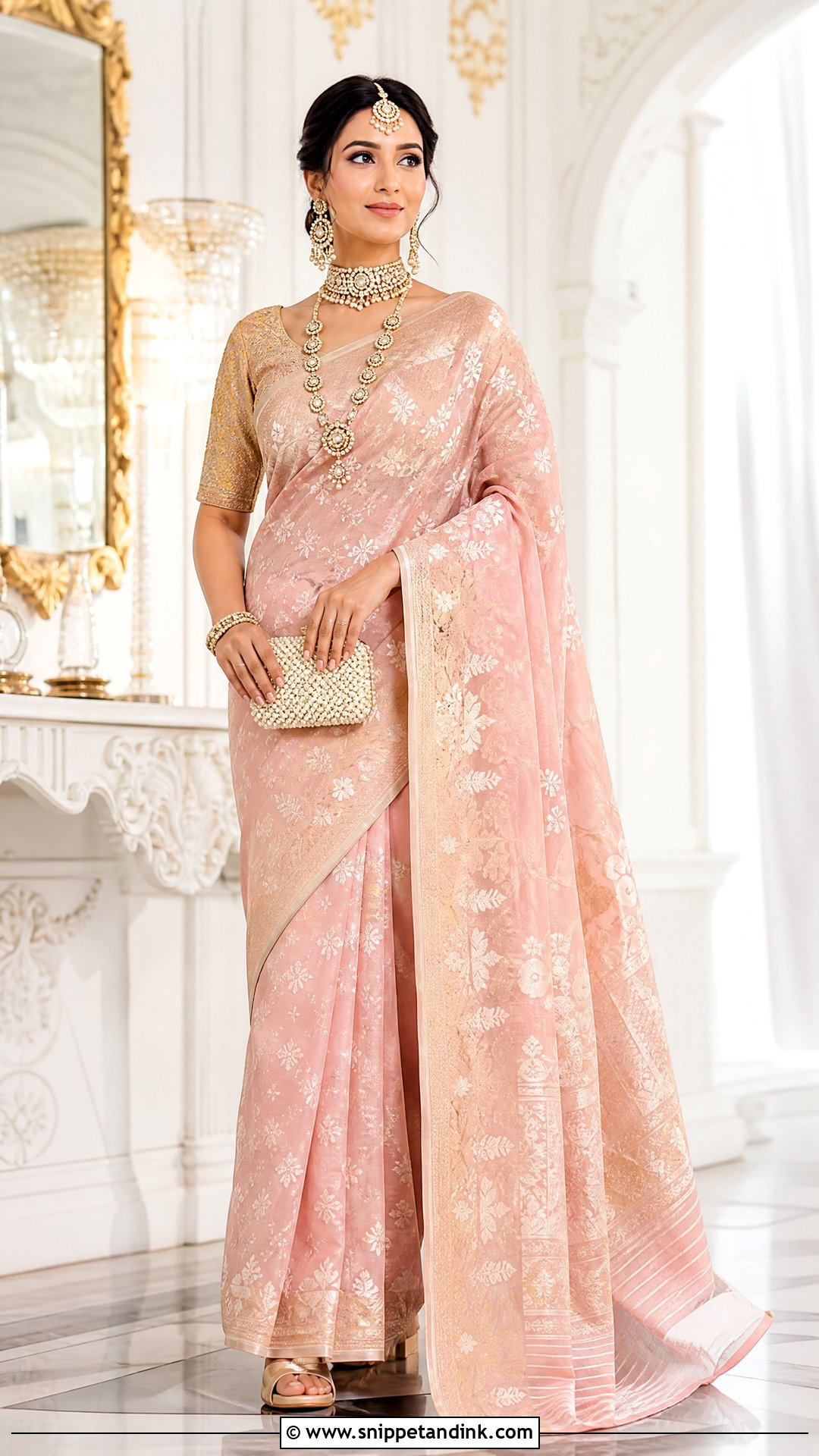 Jamdani Bride Saree With Kundan Jewelry - Snippet and Ink - 25 Jamdani Bride Ideas