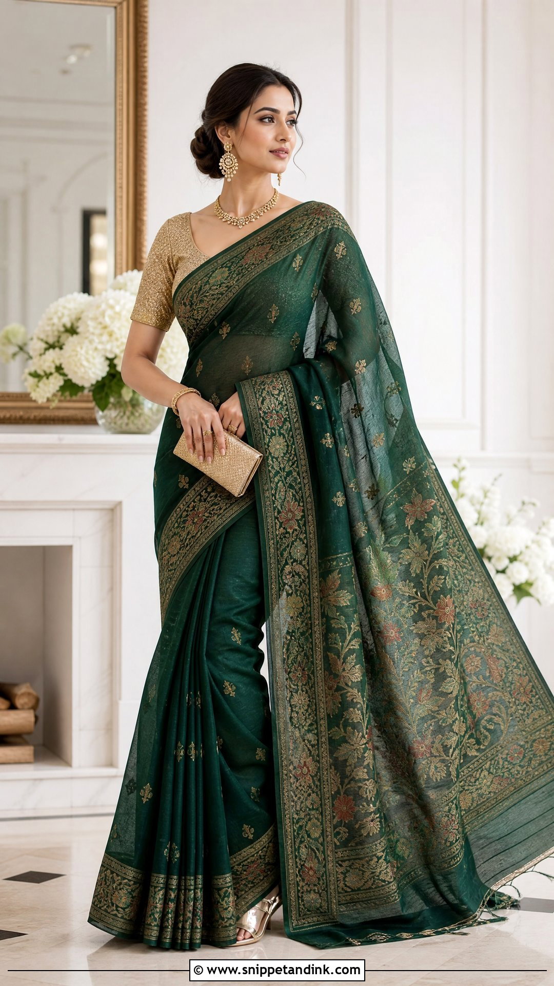 Jamdani Bride Saree With Open Pallu - Snippet and Ink - 25 Jamdani Bride Ideas