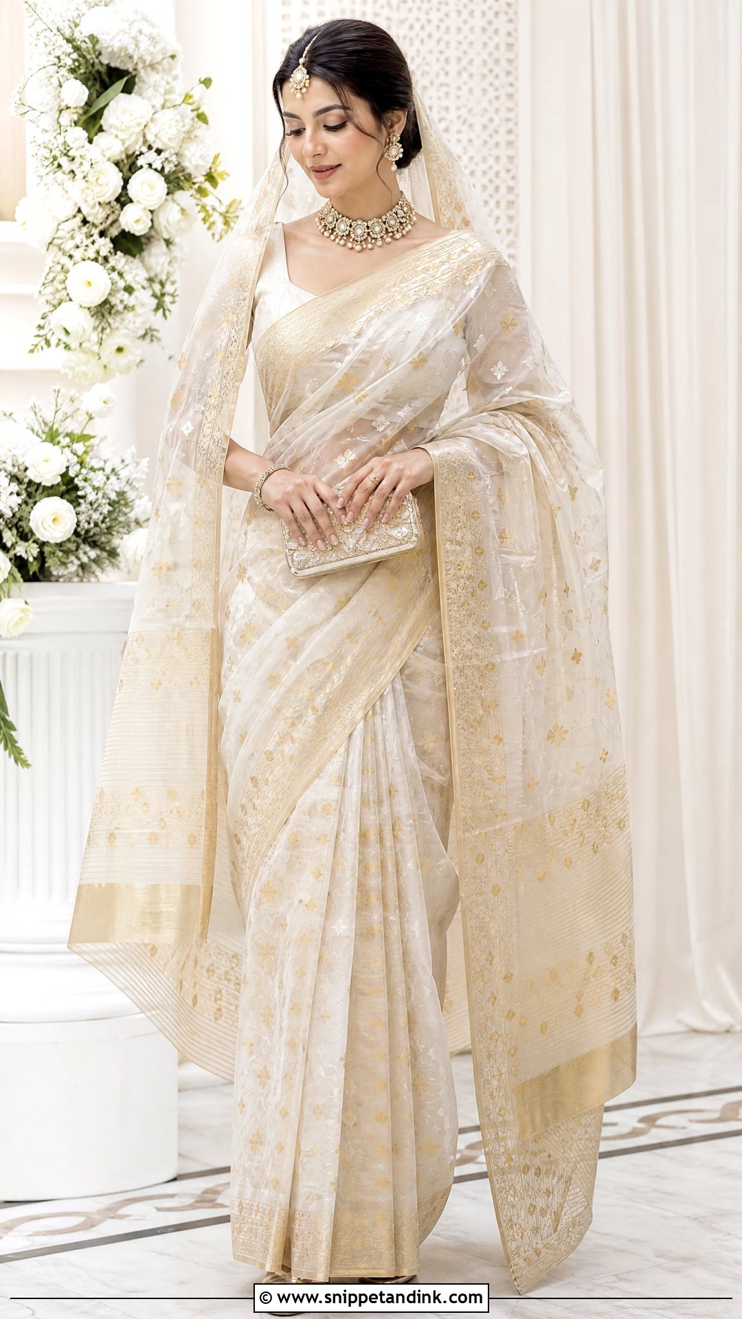 Jamdani Bride Saree With Veil - Snippet and Ink - 25 Jamdani Bride Ideas