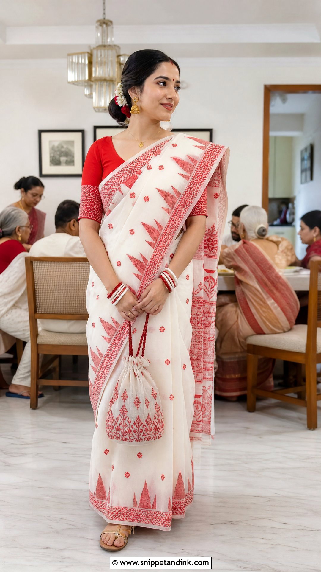 Jamdani Saree Aiburobhat Outfit - Snippet and Ink - 20 Pre Wedding Traditional Outfits