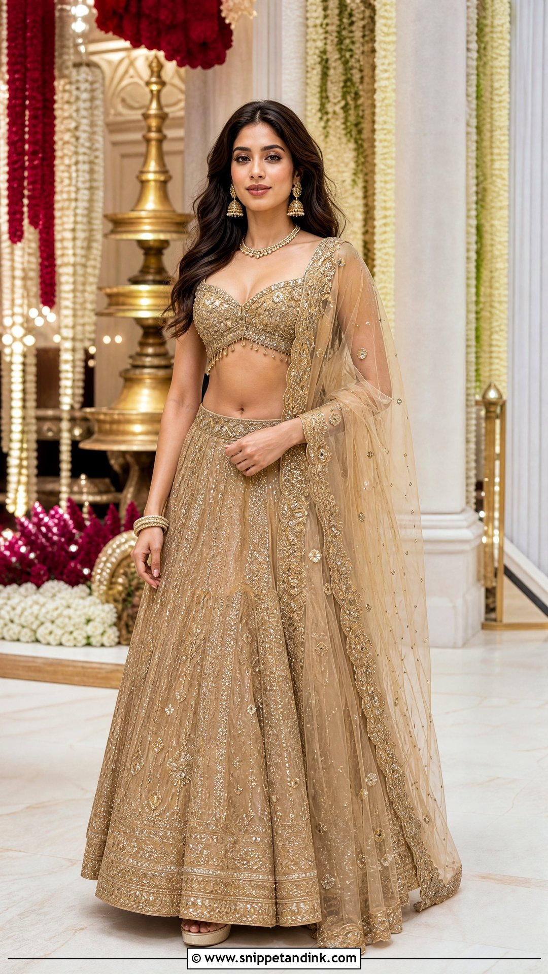 Janhvi Kapoor Ambani Wedding Lehenga - Snippet and Ink - 20 Ambani Wedding Celebrity Outfits