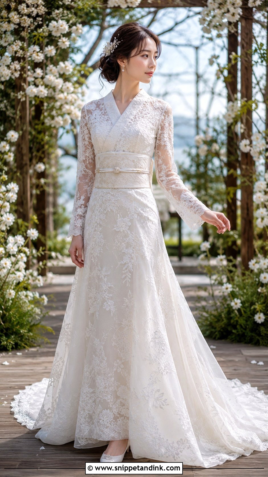 Japanese Lace A Line Wedding Dress - Snippet and Ink - 20 Japanese Wedding Dresses