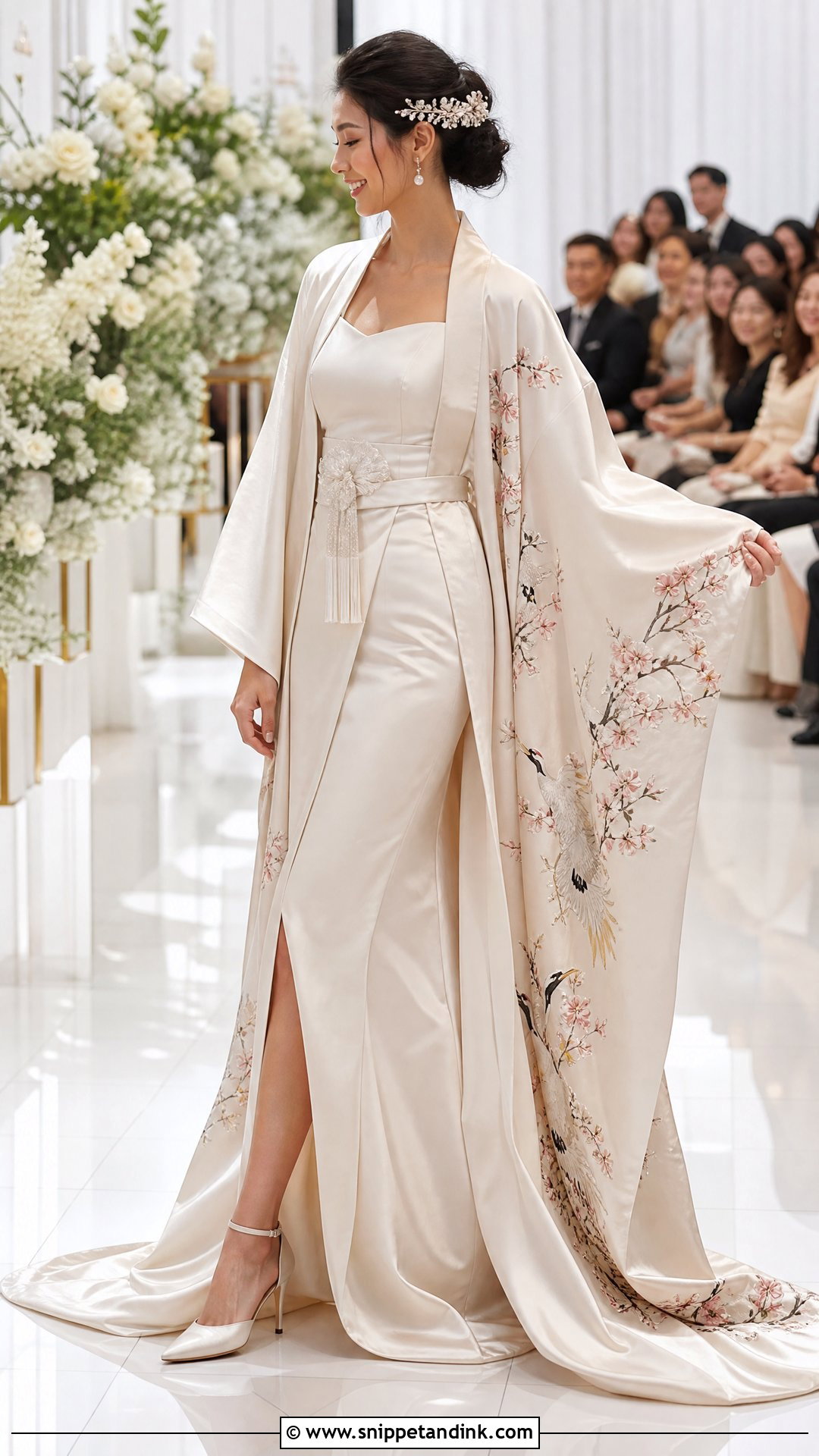 Japanese Wedding Dress With Detachable Kimono Robe - Snippet and Ink - 20 Japanese Wedding Dresses
