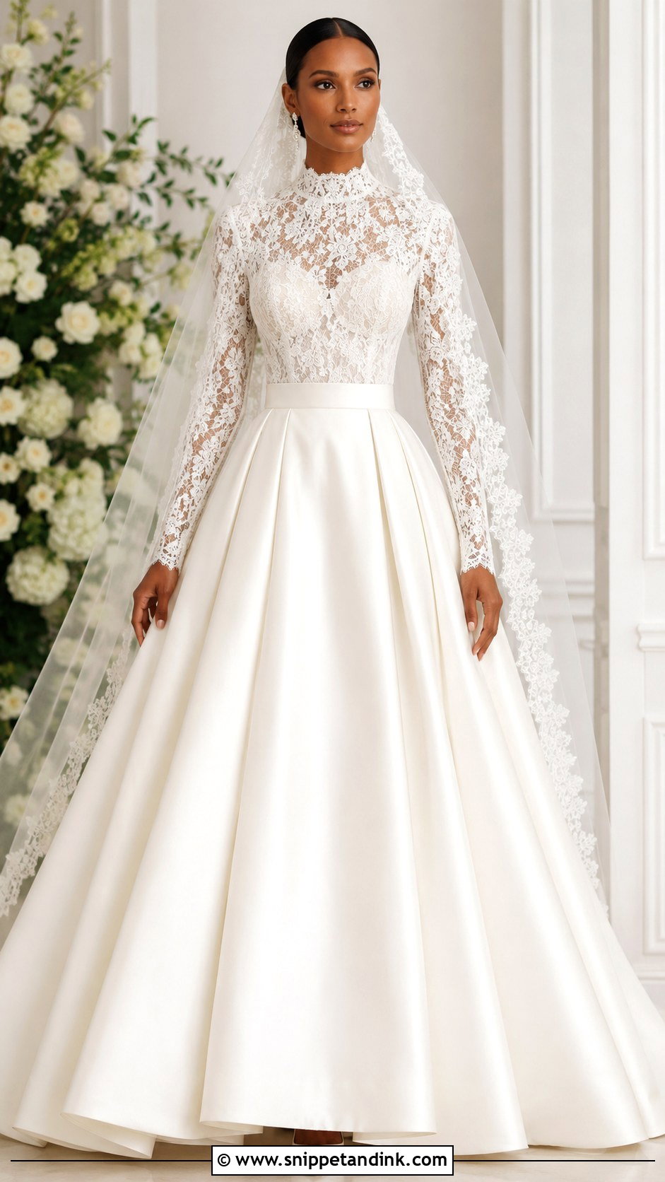 Jasmine Tookes Lace Bodice Satin Skirt Wedding Dress - Snippet and Ink - 20 Jasmine Tookes Wedding Dress Ideas
