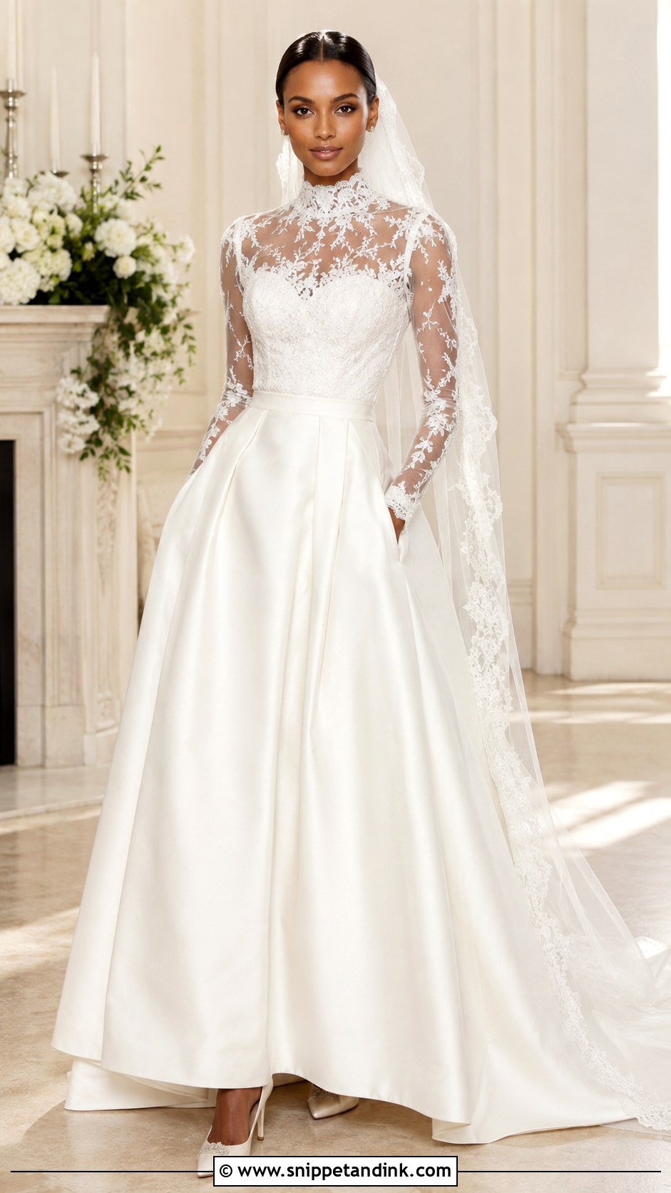 Jasmine Tookes Mock Neck Wedding Dress - Snippet and Ink - 20 Jasmine Tookes Wedding Dress Ideas
