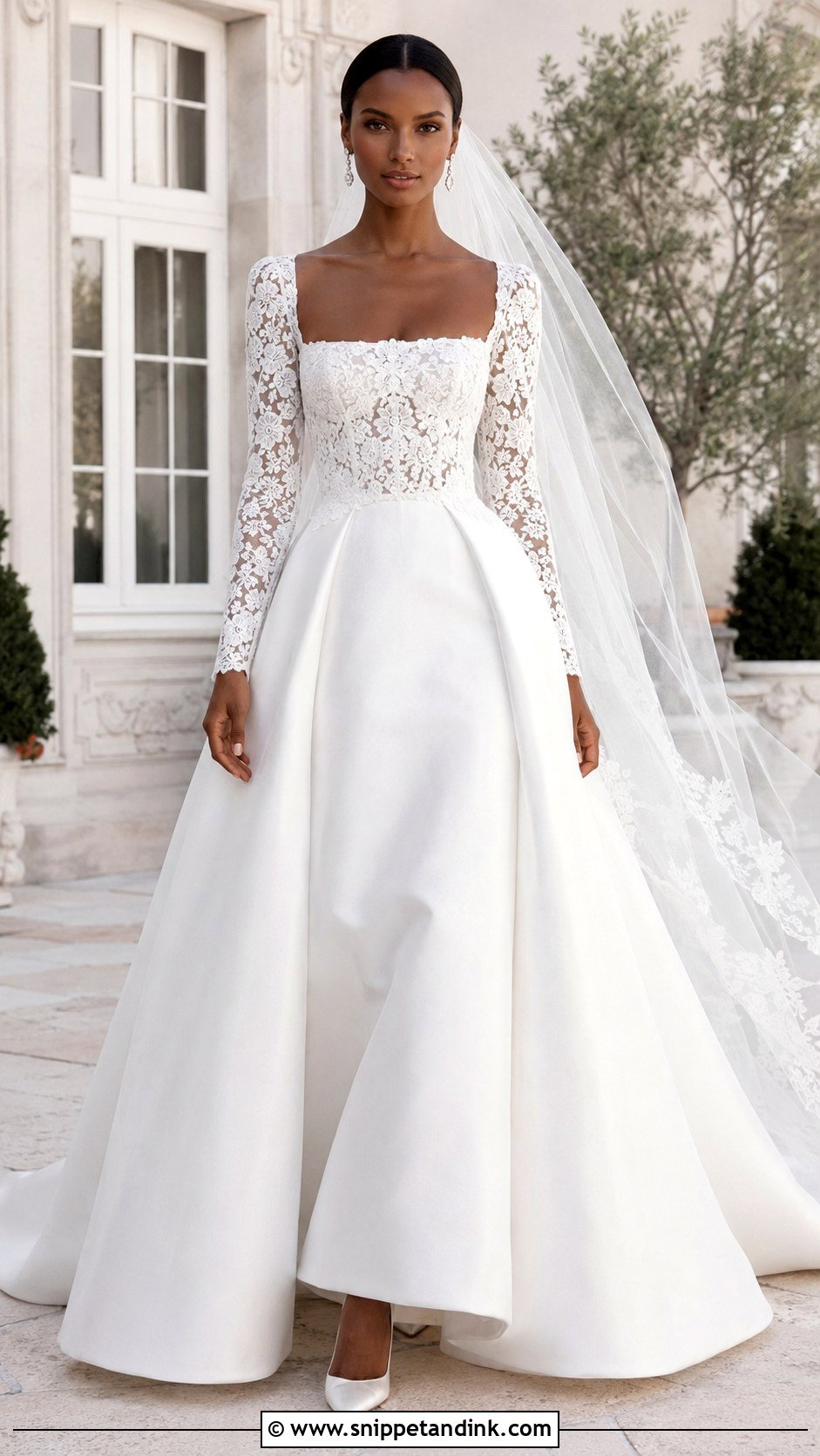 Jasmine Tookes Square Neck Lace Wedding Dress - Snippet and Ink - 20 Jasmine Tookes Wedding Dress Ideas