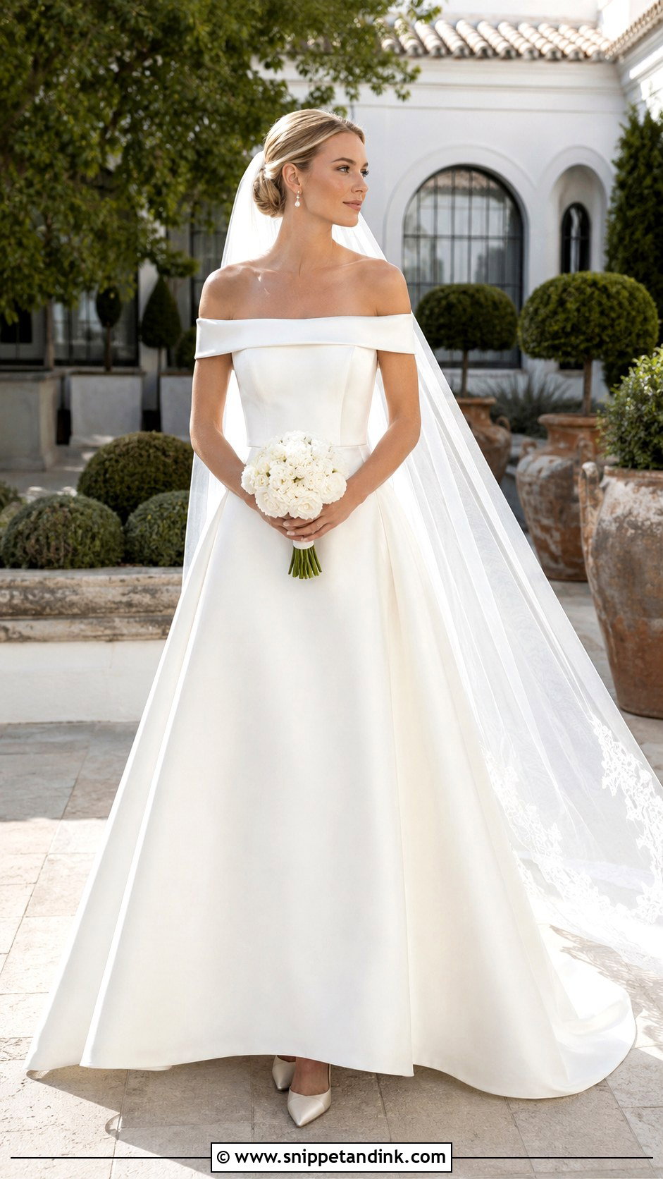 Jesus Peiro Off Shoulder Mikado Wedding Dress - Snippet and Ink - 20 Jesus Peiro Wedding Dress Ideas