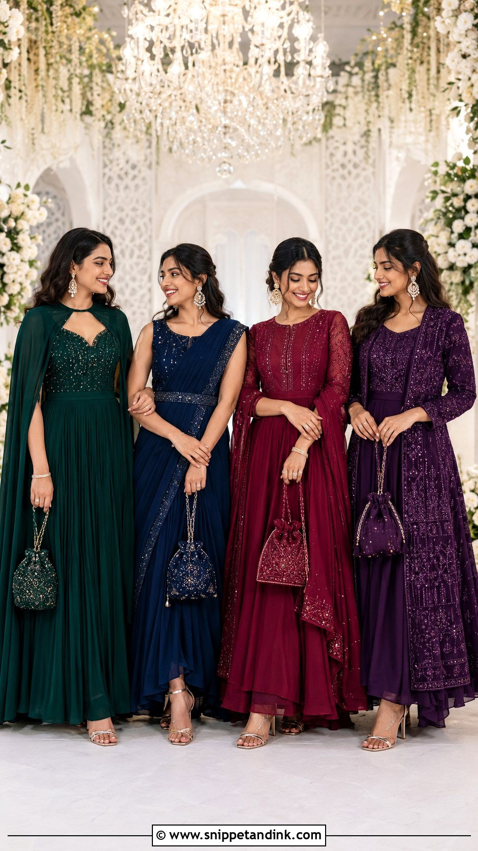 Jewel Tone Indo Western Bridesmaid Gown - Snippet and Ink - 20 Indo Western Party Wear Gowns Wedding Dresses