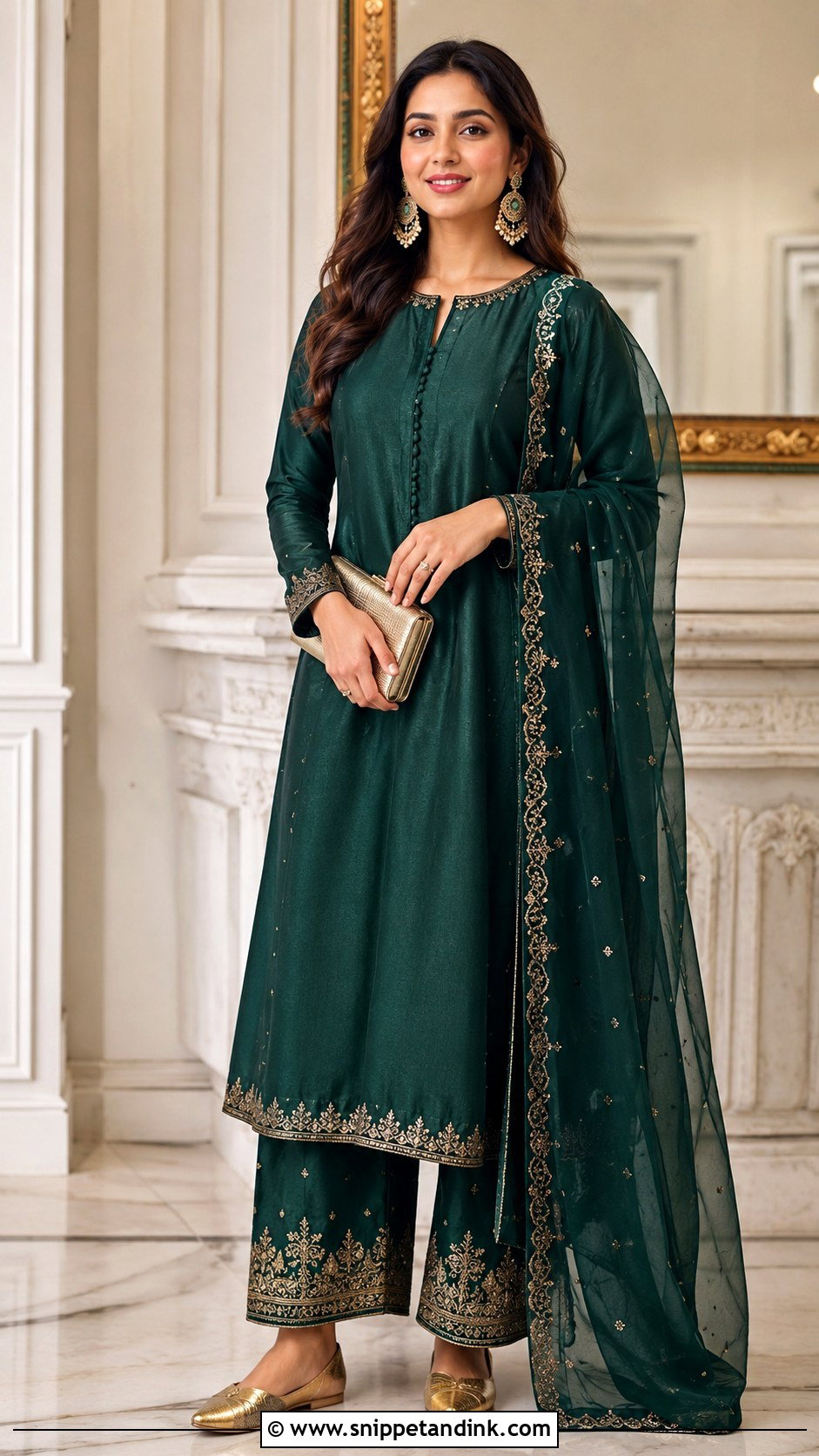 Jewel Tone Kurta With Embroidered Pants - Snippet and Ink - 20 Kurta Wedding Ideas