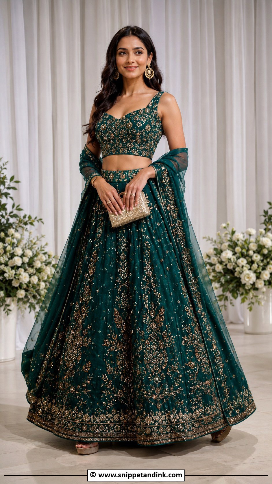 Jewel Tone Lehenga For Sangeet - Snippet and Ink - 35 Sangeet Outfit Ideas