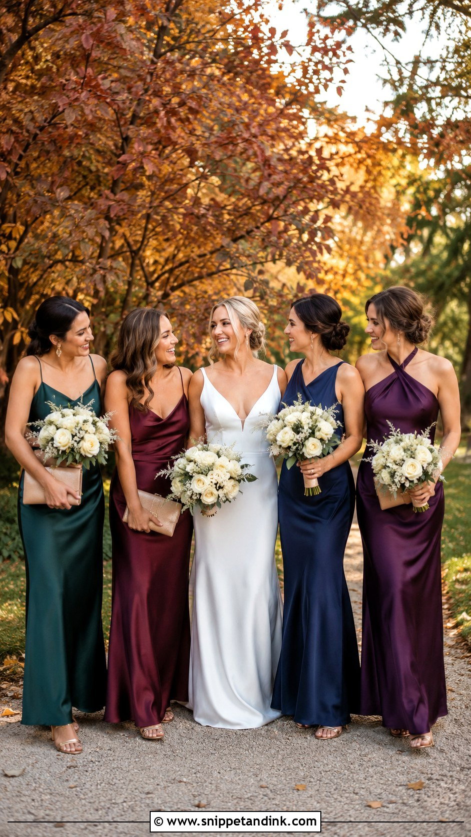 Jewel Tone Mismatched Fall Bridal Party Dresses - Snippet and Ink - 20 Fall Bridal Party Ideas