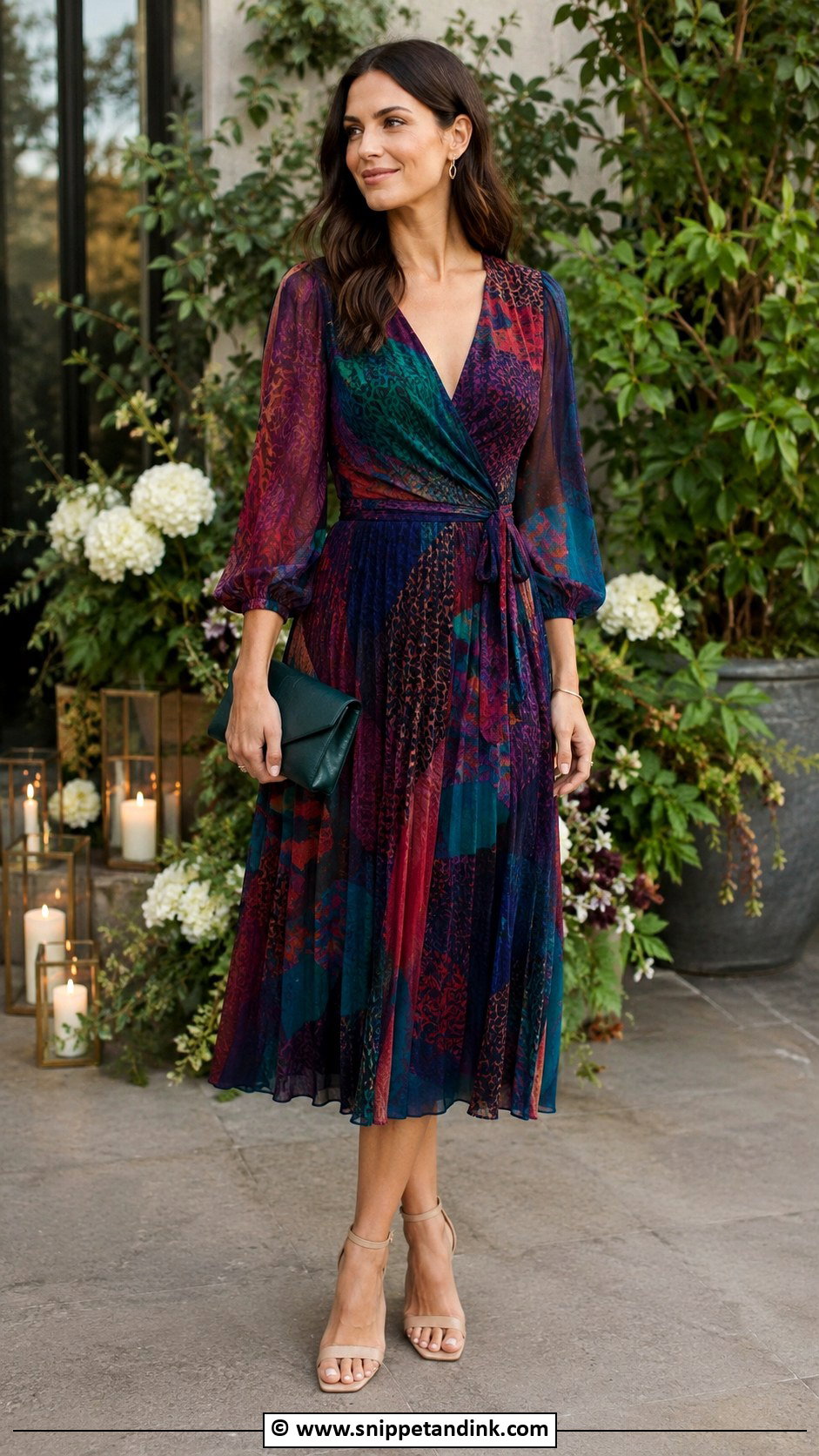 Jewel Tone Mixed Print Dress - Snippet and Ink - 30 Fall Wedding Dress Ideas