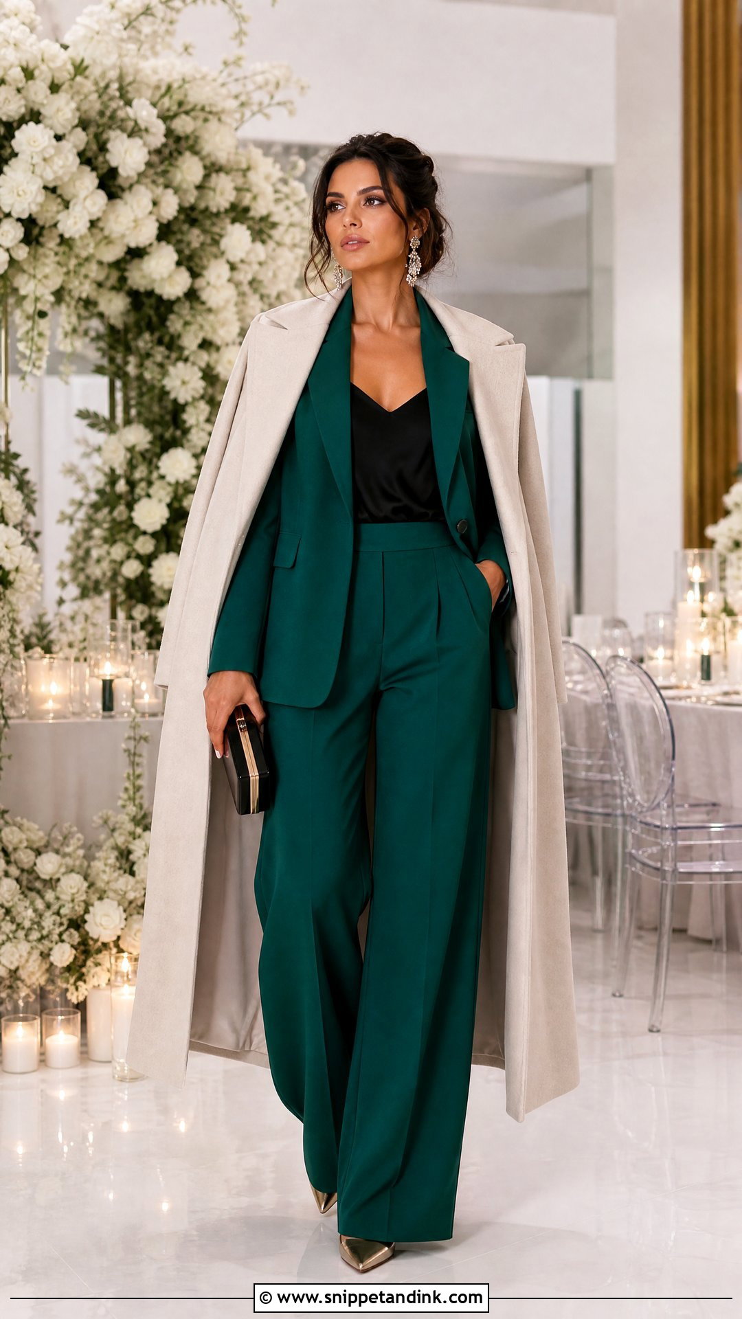 Jewel Tone Pantsuit Winter Wedding Outfit - Snippet and Ink - 20 Winter Outfits for Wedding