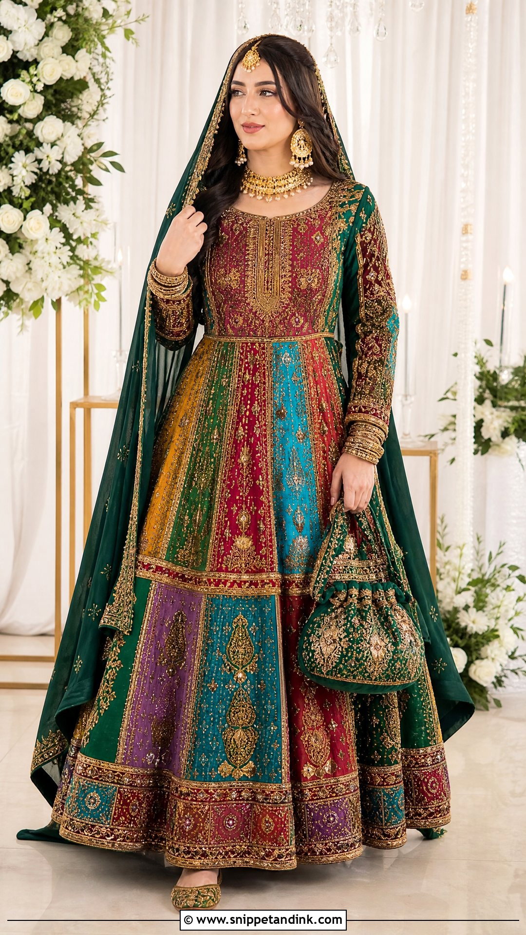 Jewel Tone Patchwork Afghan Wedding Dress - Snippet and Ink - 20 Traditional Afghan Wedding Dress Ideas