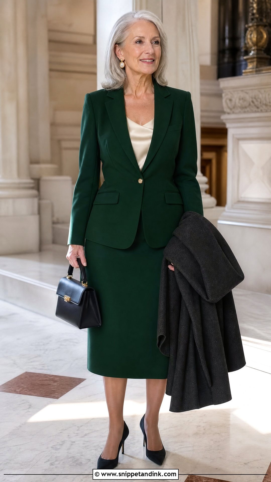 Jewel Tone Skirt Suit Winter Wedding Outfit - Snippet and Ink - 20 Winter Outfit for Wedding Ideas