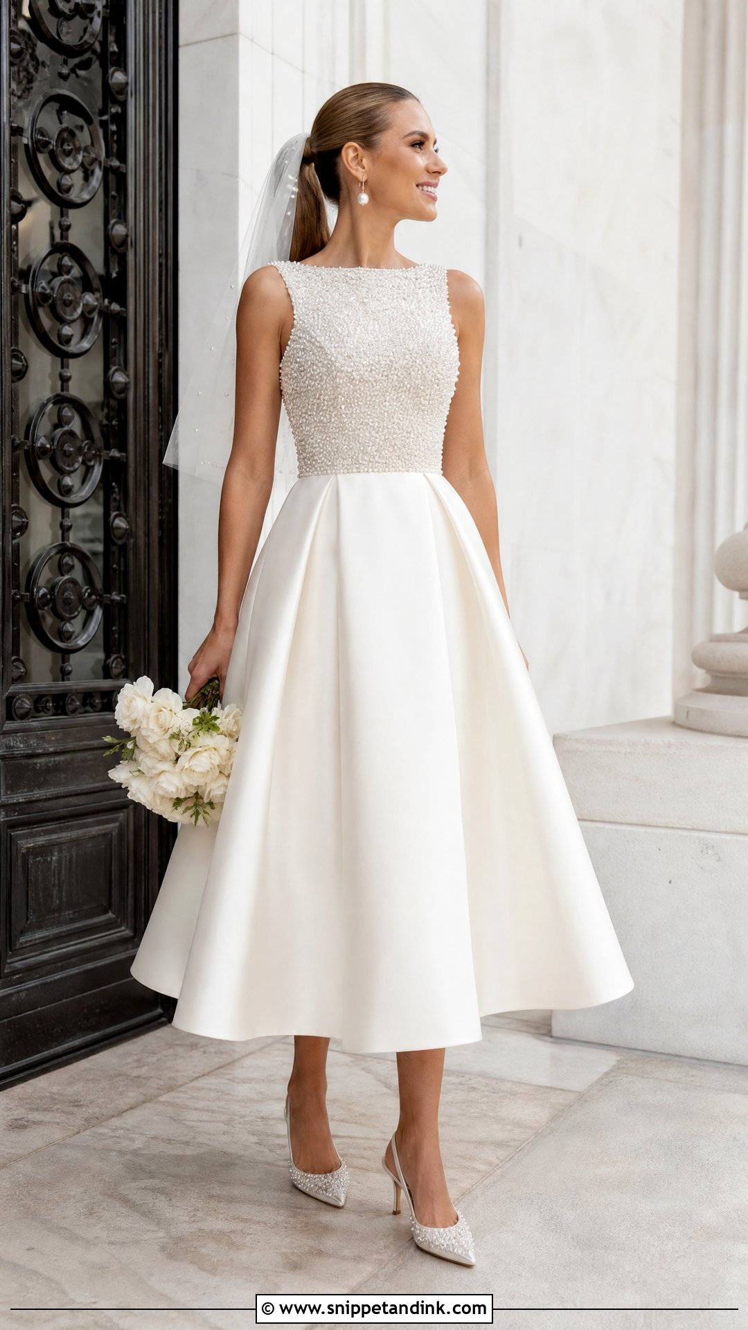 Jeweled Tea Length Wedding Dress - Snippet and Ink - 20 Jeweled Wedding Dress Ideas