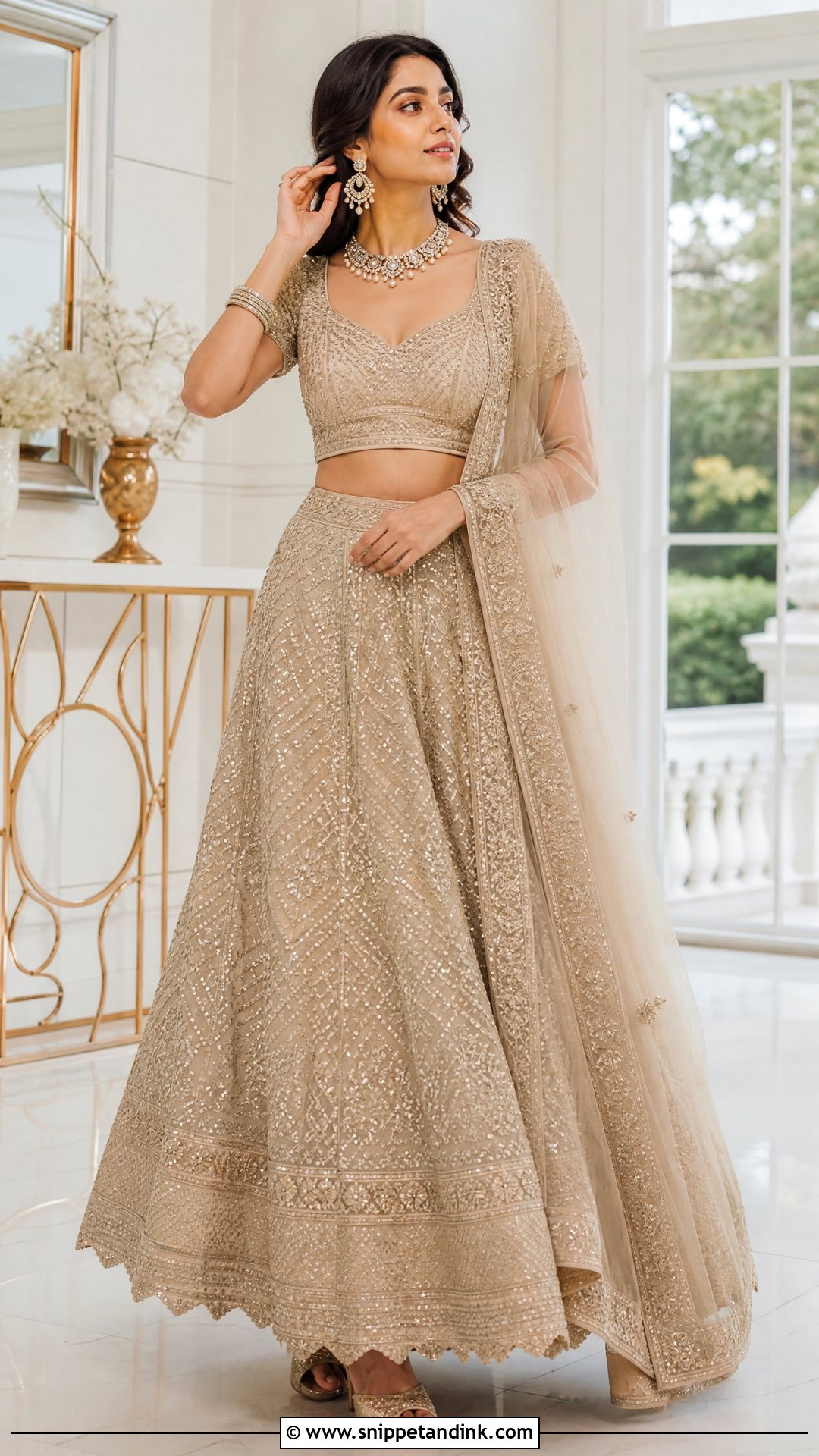 Jewelry Touch Lengha Pose - Snippet and Ink - 25 Aesthetic Lengha Poses Ideas