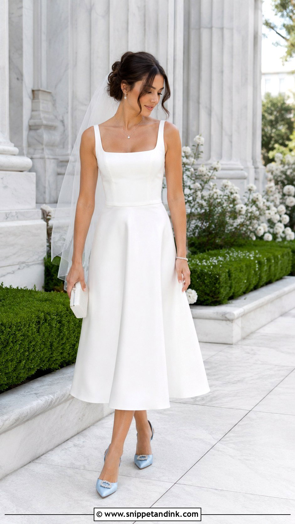 Jimmy Choo Blue Heels With A White Wedding Dress - Snippet and Ink - 25 Jimmy Choo Wedding Heels Ideas