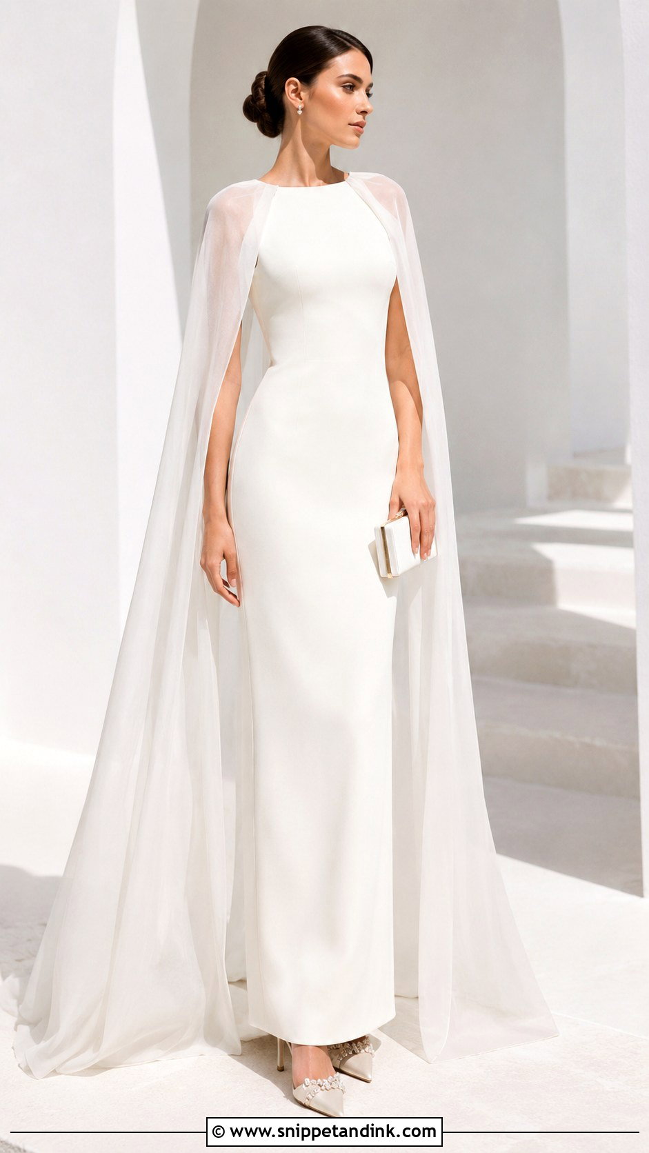 Jimmy Choo Bridal Cape Dress Outfit - Snippet and Ink - 20 Jimmy Choo Bridal Dress Ideas