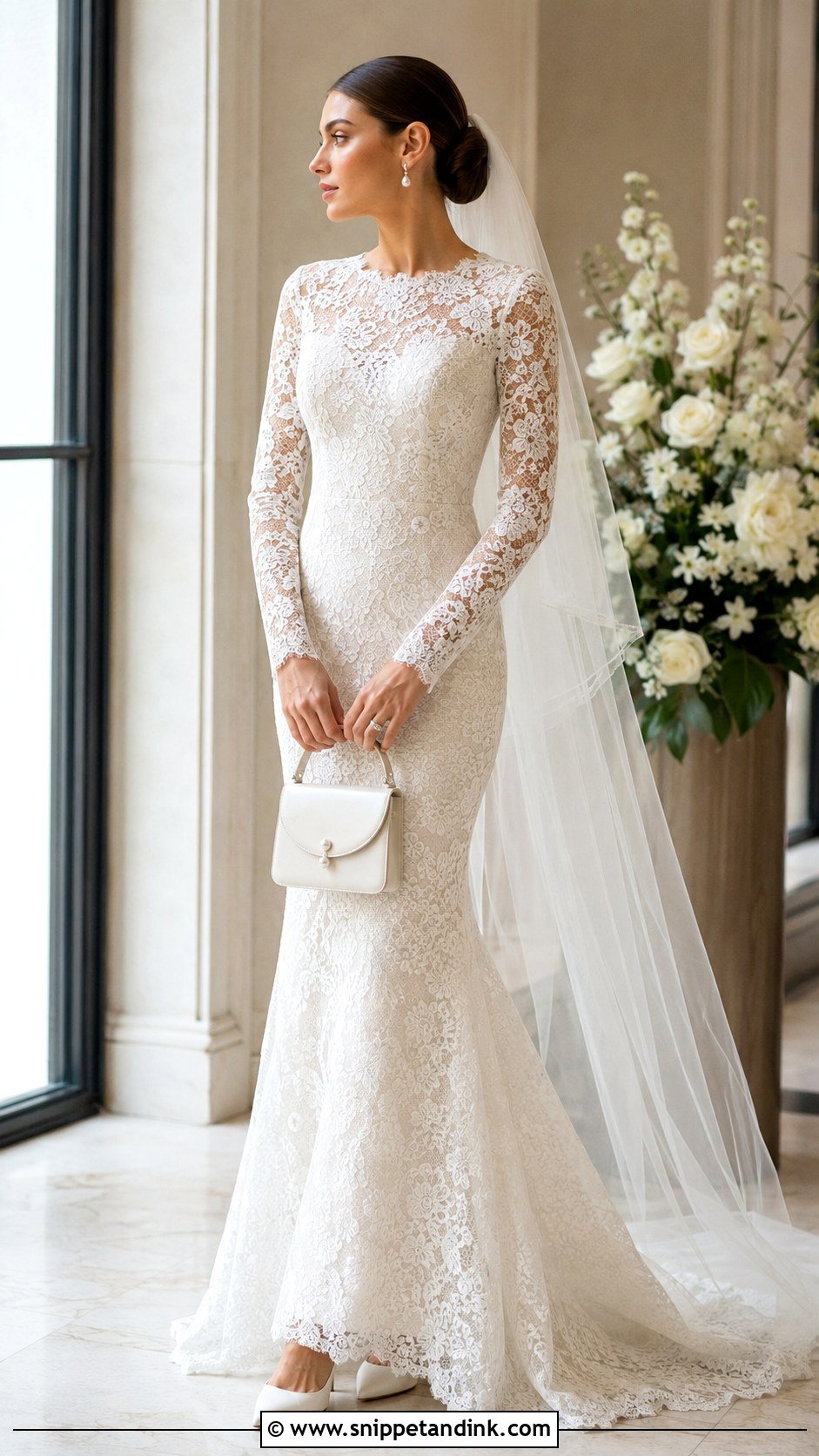 Jimmy Choo Long Sleeve Lace Gown Outfit - Snippet and Ink - 20 Jimmy Choo Bridal Dress Ideas