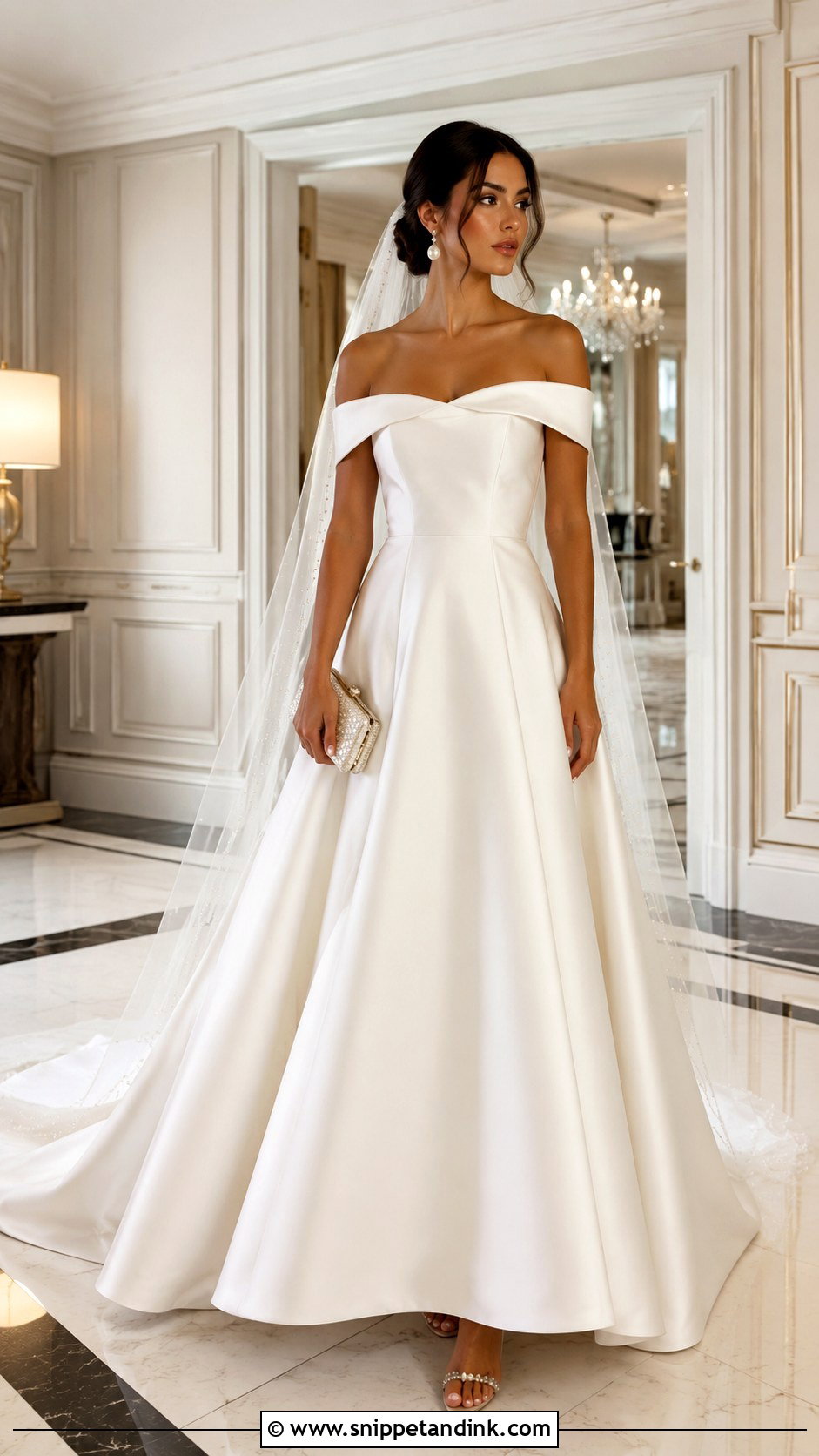 Jimmy Choo Off Shoulder Gown Outfit - Snippet and Ink - 20 Jimmy Choo Bridal Dress Ideas