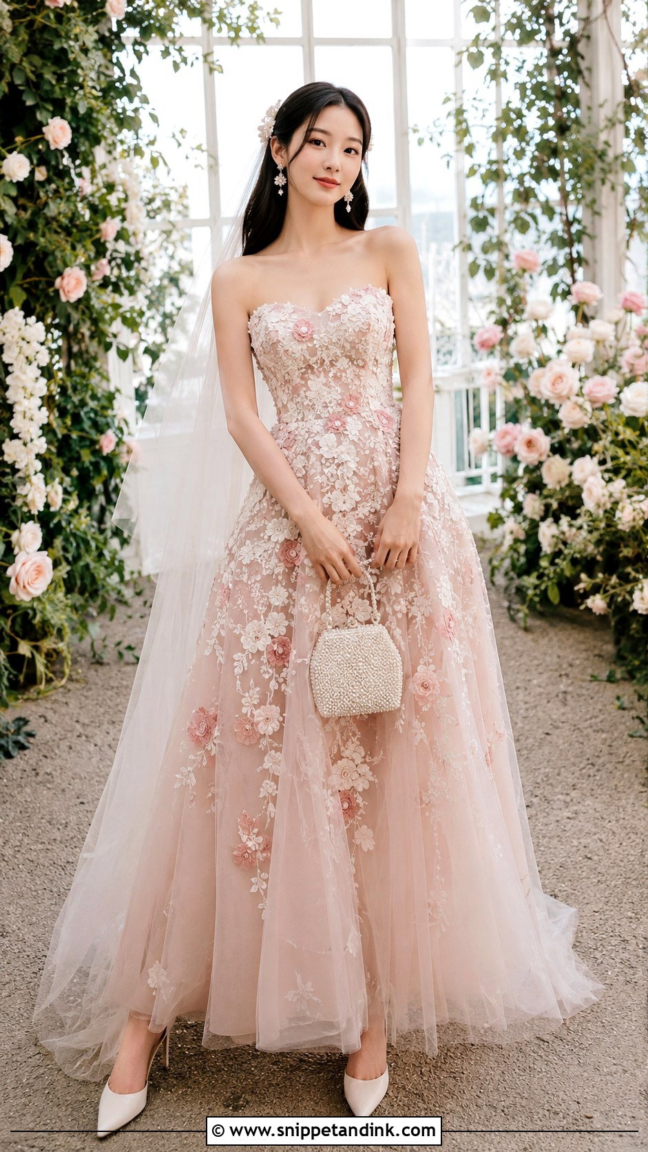 Jisoo Blush Floral Wedding Dress - Snippet and Ink - 20 Jisoo Wedding Dress Ideas