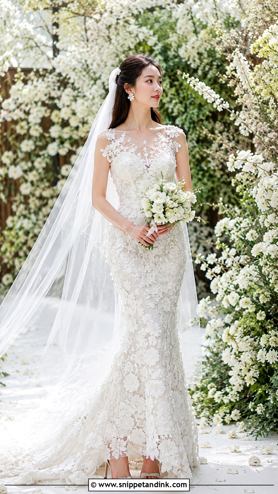 Jisoo Floral Applique Wedding Dress - Snippet and Ink - 20 Jisoo Wedding Dress Ideas