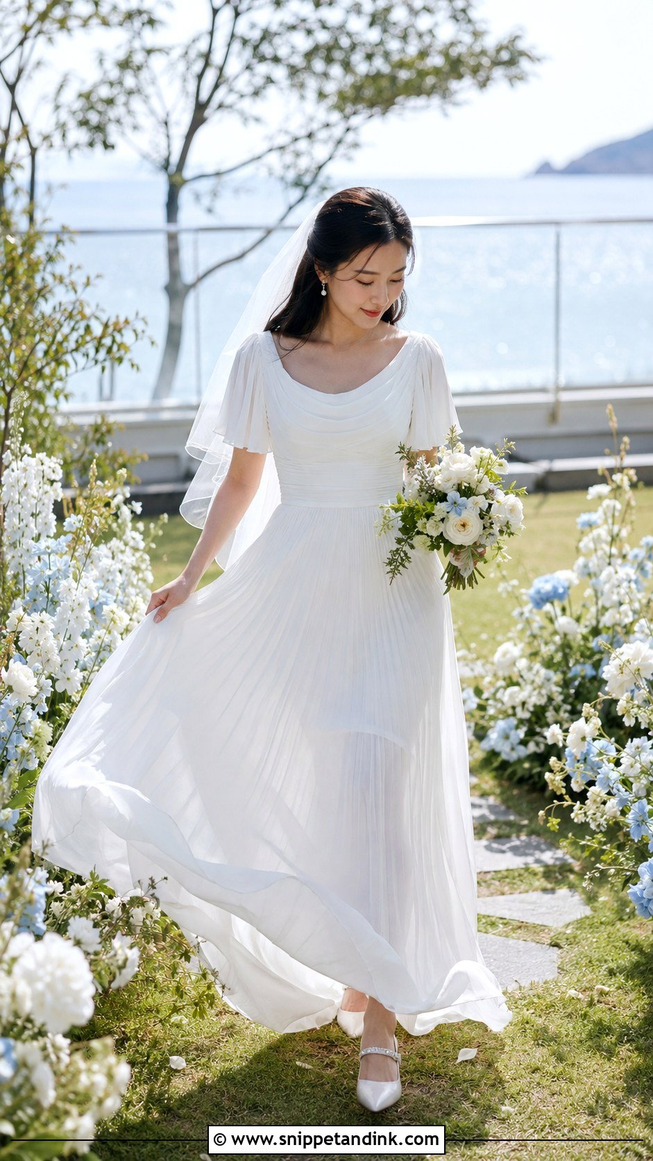 Jisoo Pleated Chiffon Wedding Dress - Snippet and Ink - 20 Jisoo Wedding Dress Ideas