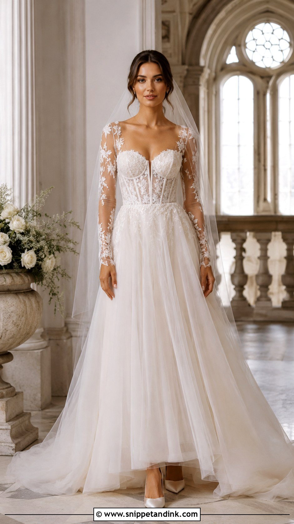 Joli Poli Sheer Sleeve Wedding Dress - Snippet and Ink - 20 Joli Poli Wedding Dress Ideas