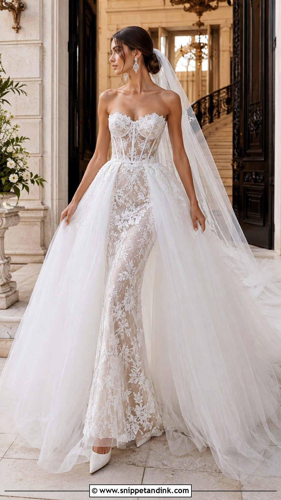 Julie Vino Detachable Overskirt Wedding Dress - Snippet and Ink - 20 Julie Vino Wedding Dress Ideas