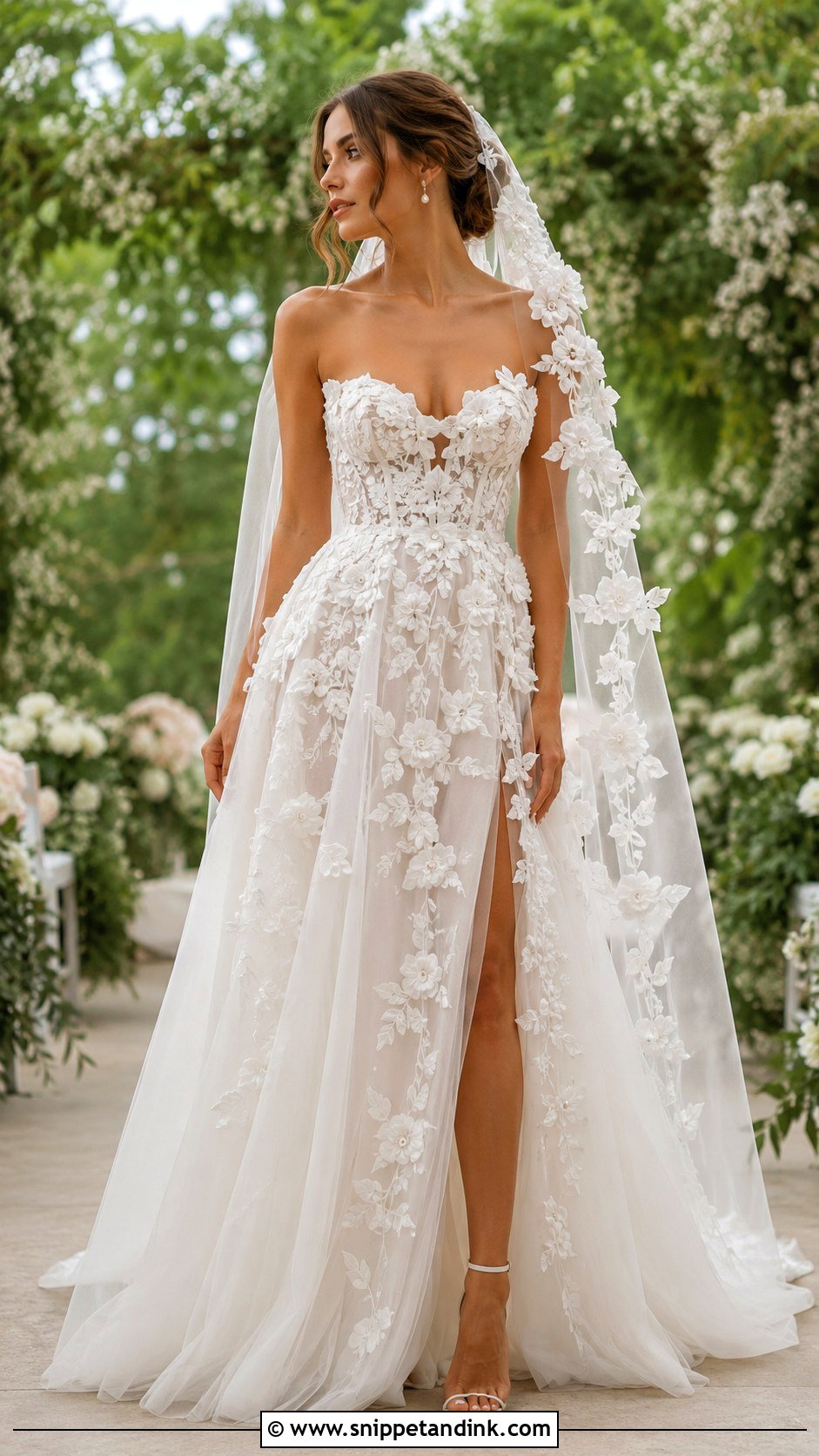 Julie Vino Floral Applique Wedding Dress - Snippet and Ink - 20 Julie Vino Wedding Dress Ideas