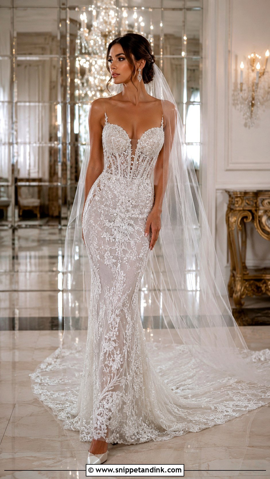 Julie Vino Plunging Neckline Wedding Dress - Snippet and Ink - 20 Julie Vino Wedding Dress Ideas