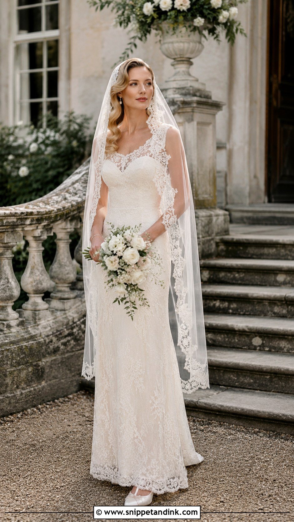 Juliet Cap Veil Wedding Dress - Snippet and Ink - 25 20s Wedding Dress Ideas