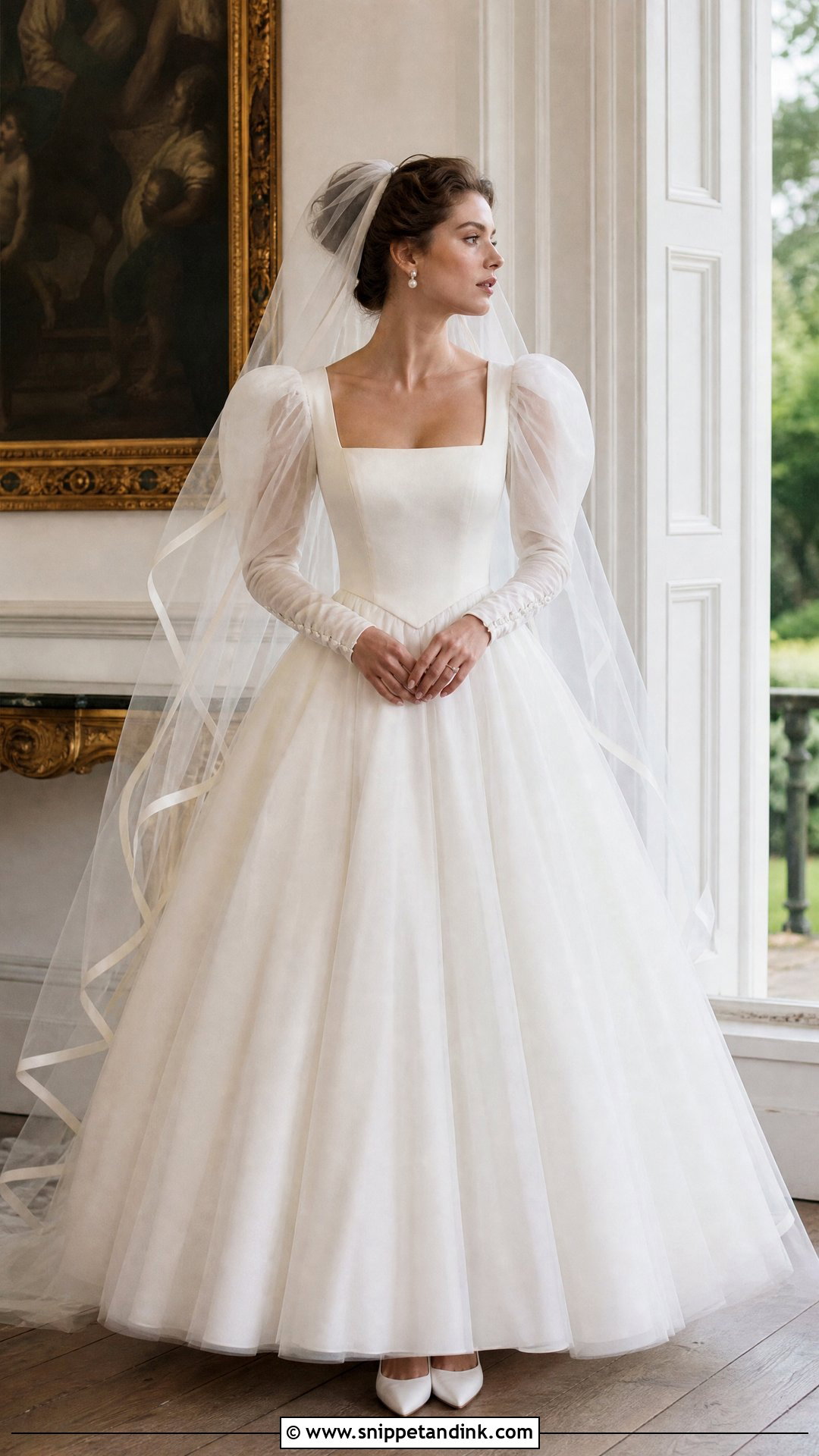 Juliet Tulle Sleeve Vintage Wedding Dress - Snippet and Ink - 20 Wedding Dress Tulle Sleeves