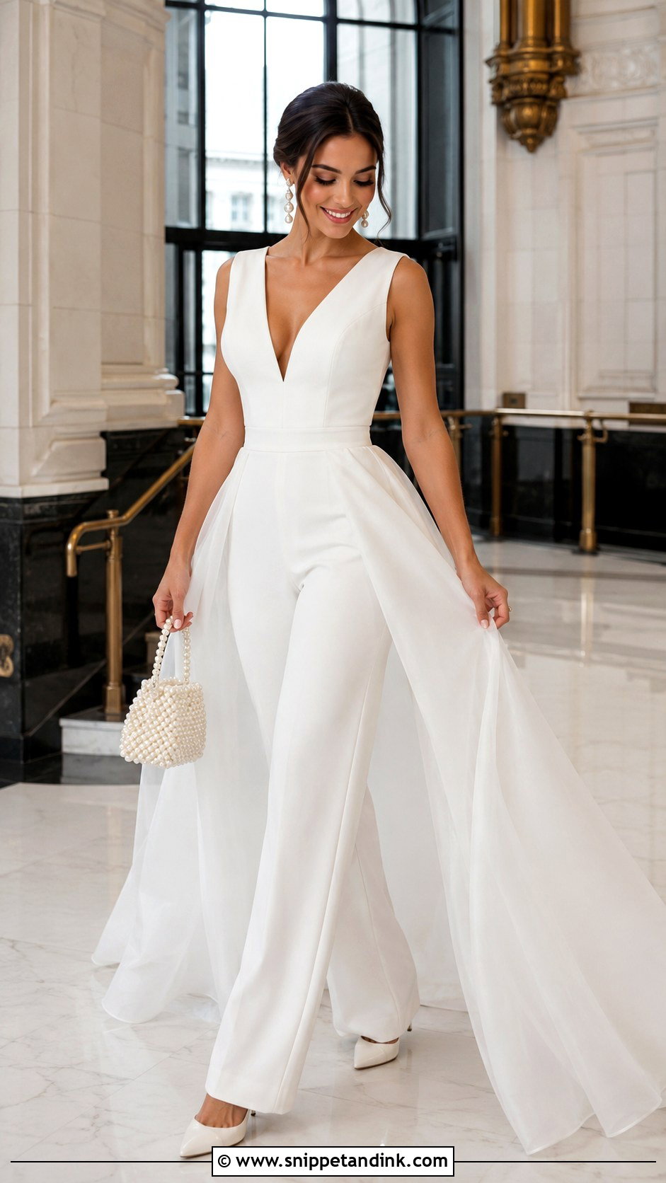 Jumpsuit City Wedding Dress With Bridal Overskirt - Snippet and Ink - 20 City Wedding Dress Ideas