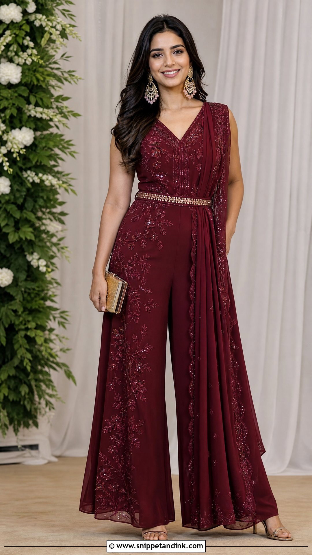 Jumpsuit With Dupatta DJ Night Outfit - Snippet and Ink - 25 Dj Night Outfits for Indian Wedding