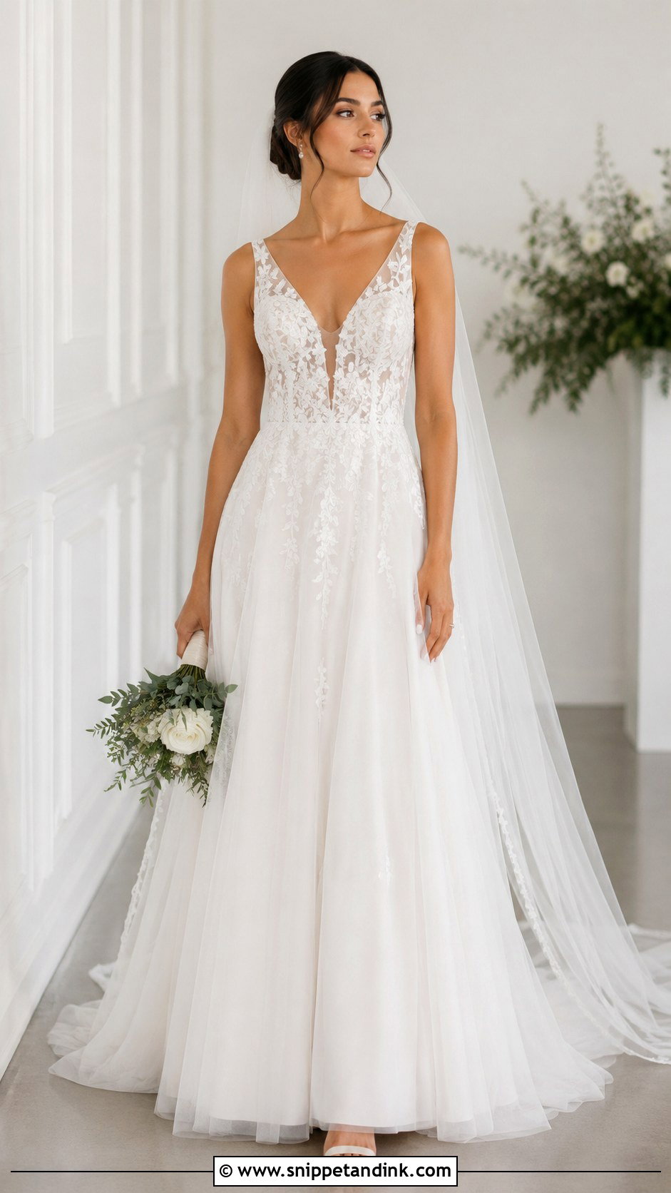 Justin Alexander Plunging V Neck Wedding Dress - Snippet and Ink - 25 Justin Alexander Wedding Dress Ideas