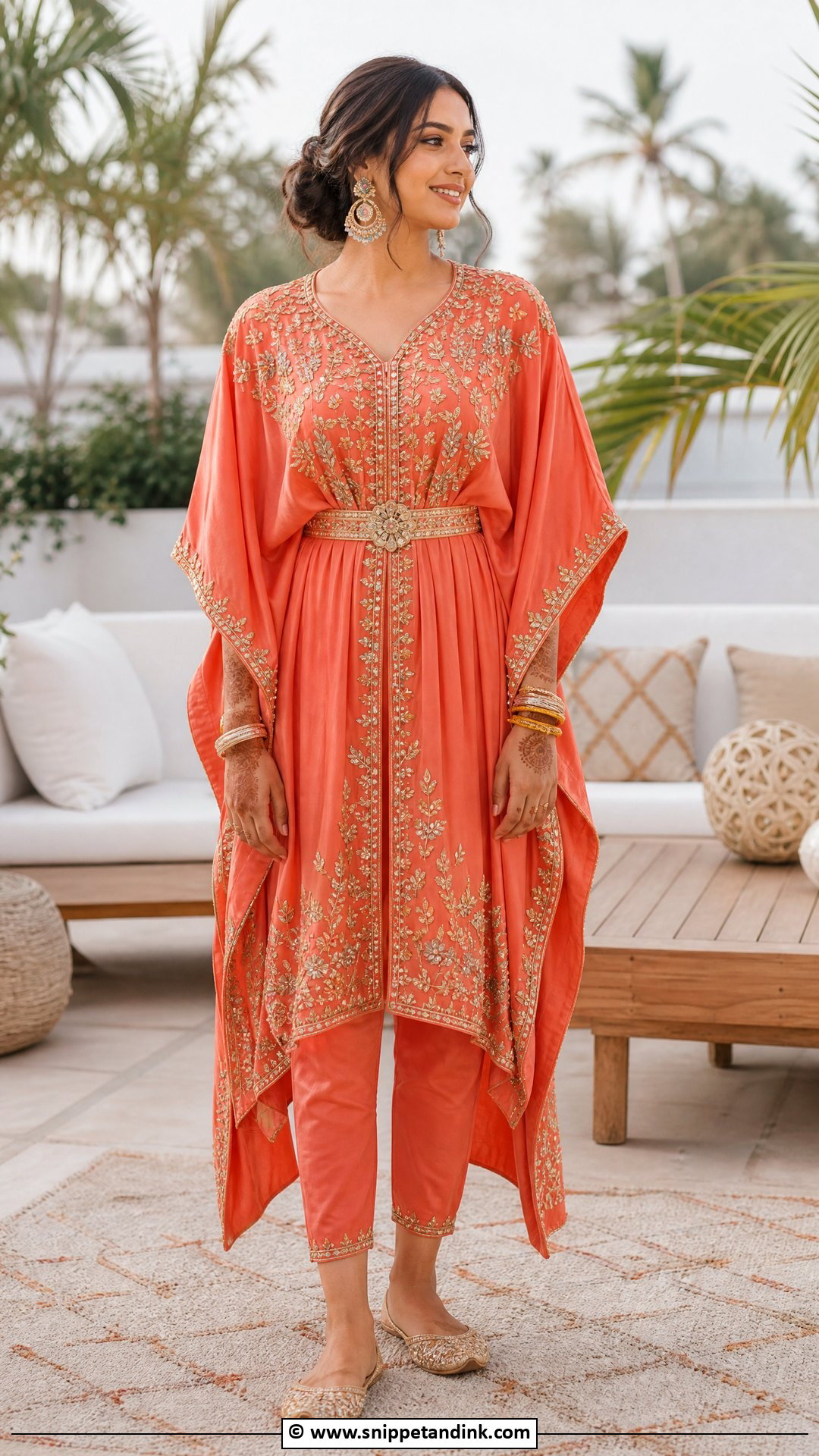 Kaftan Bridal Mehndi Outfit - Snippet and Ink - 35 Bridal Mehndi Outfit Ideas